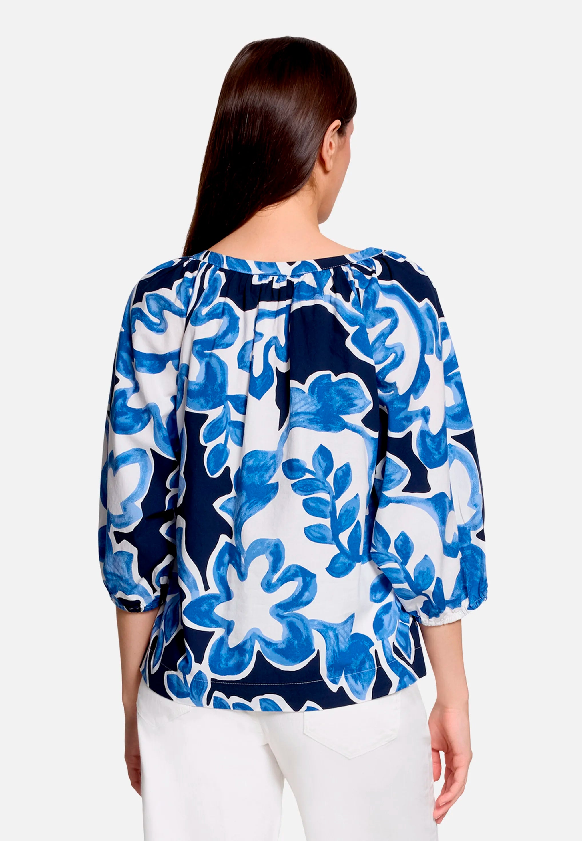 Betty Barclay Cream/Dark Blue Women Slip-On Blouse with Print SKU: 8007-3357_1883 Image 03