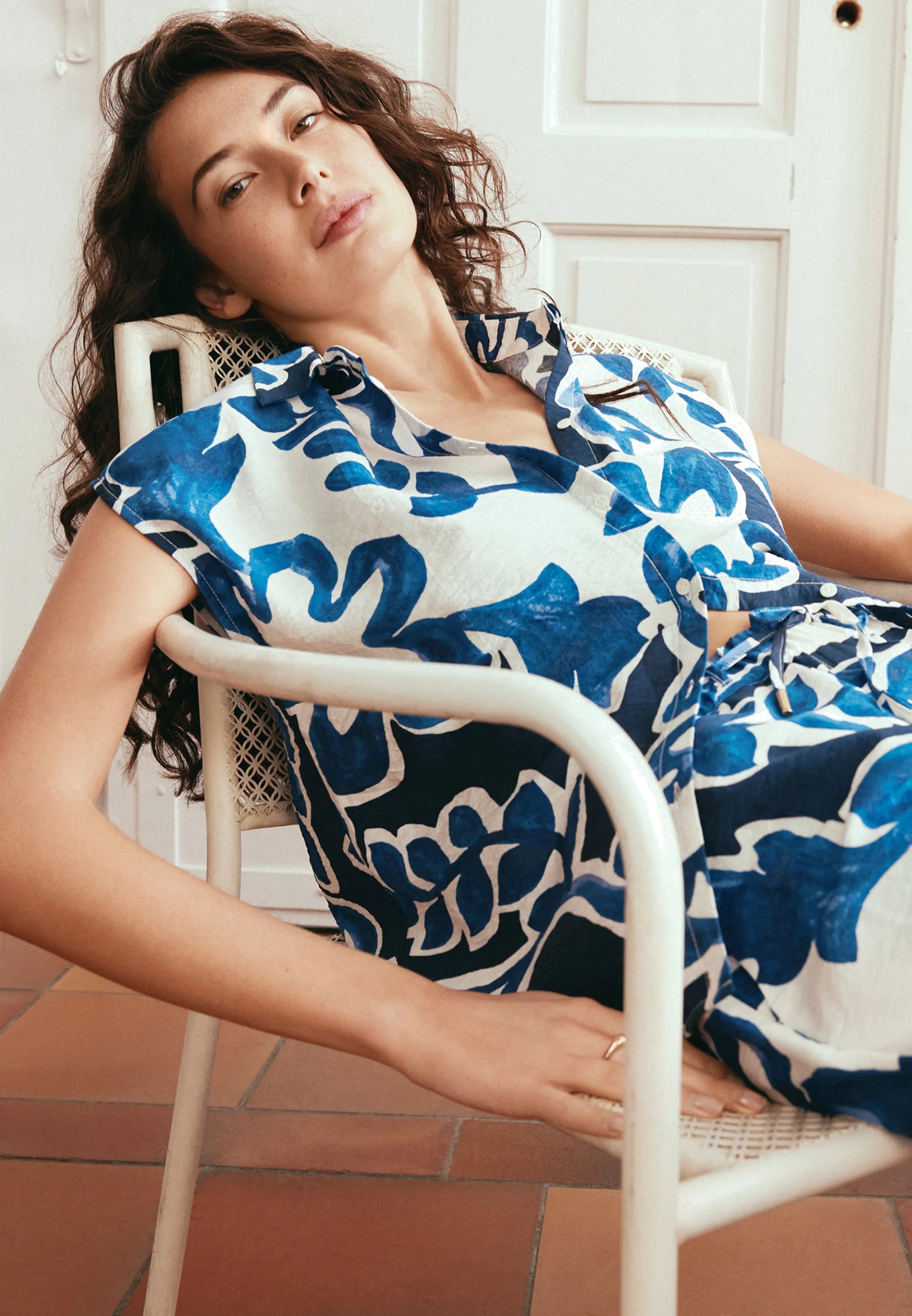 Betty Barclay Cream/Dark Blue Women Printed Shirt Blouse SKU: 8008-3369_1883 Image 01