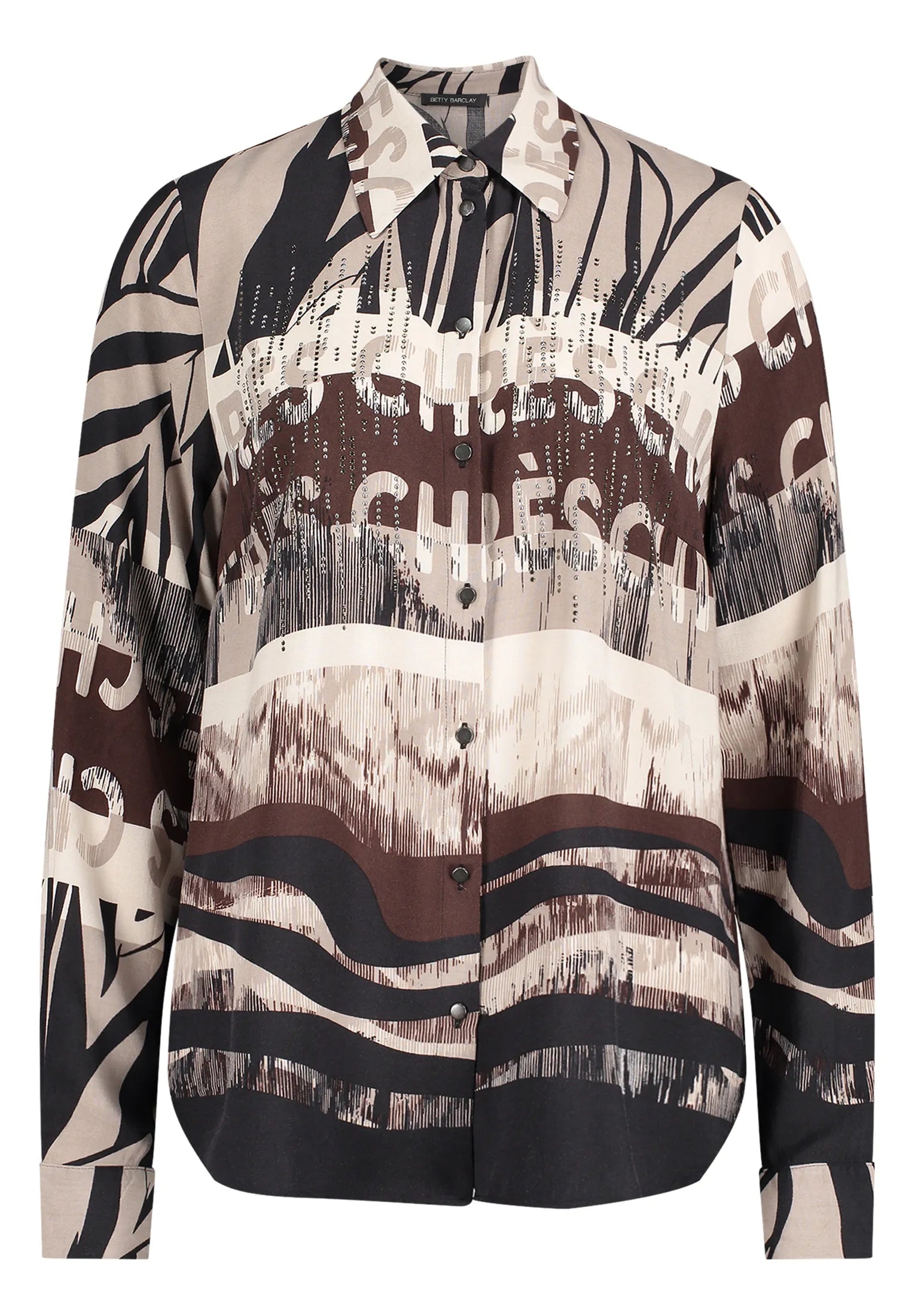 Betty Barclay Beige/Black Women Shirt Blouse with Rhinestones SKU: 8009-1737_7898 Image 06