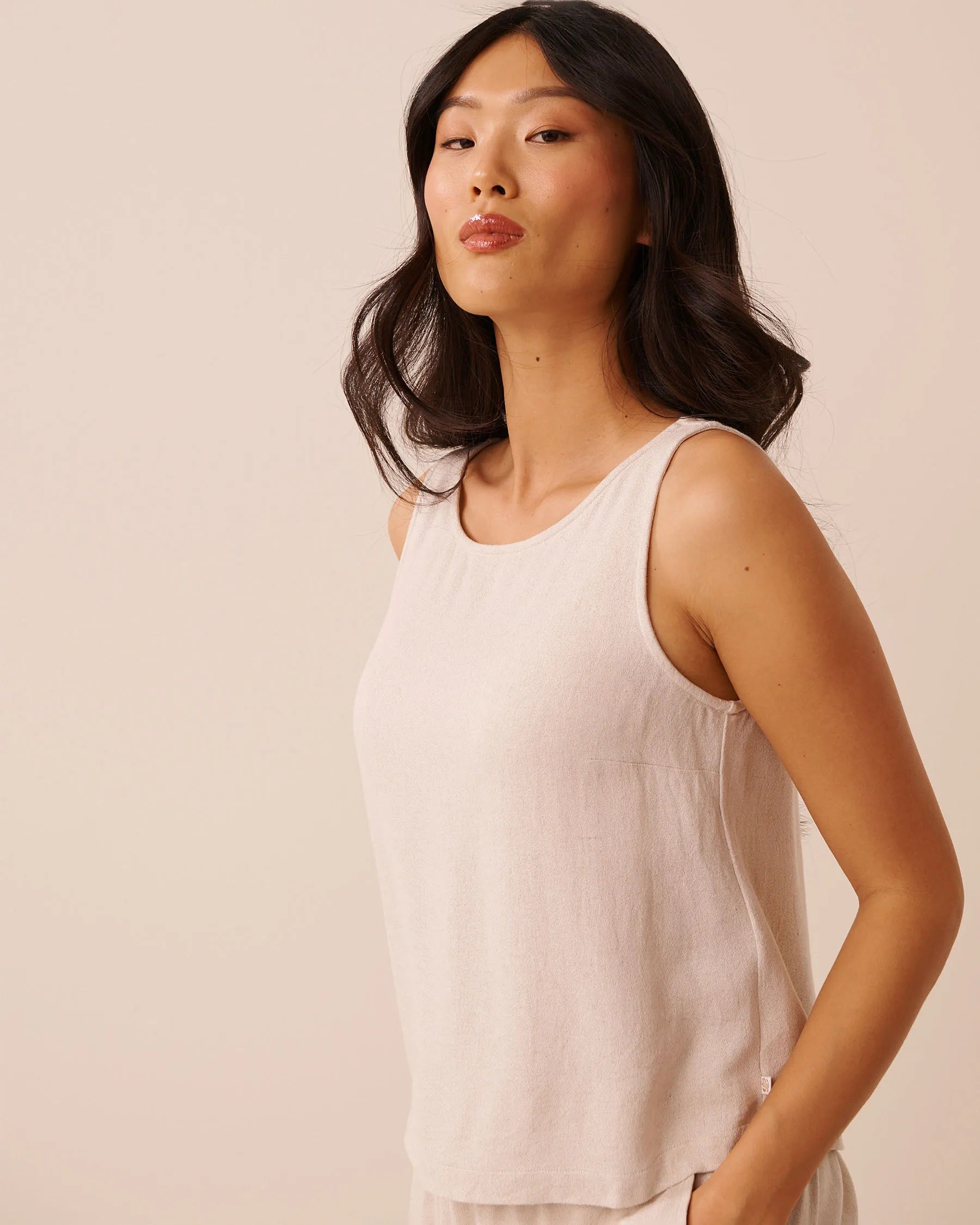 La Vie en Rose Sand Linen Mix Women Linen Blend Cami SKU: 80100045_20124 Image 04