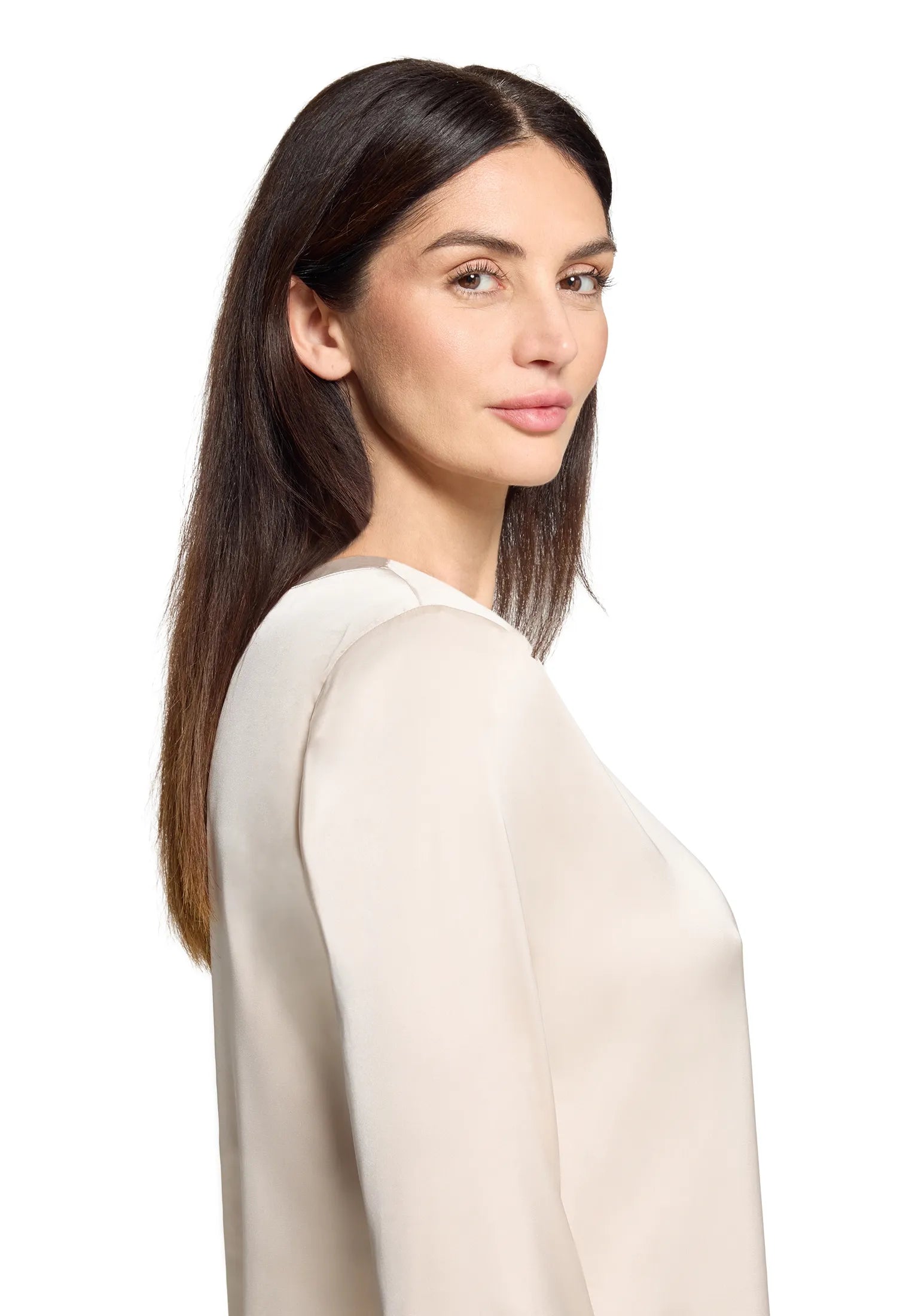 Betty Barclay Silky Beige Women Slip-On Blouse with Boat Neckline SKU: 8018-1849_9103 Image 05