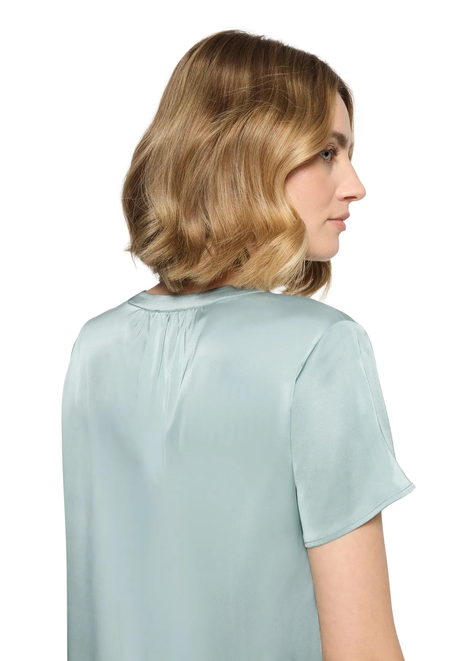 Betty Barclay Gray Mist Women Short-Sleeved Satin Blouse SKU: 8020-1849_8270 Image 08