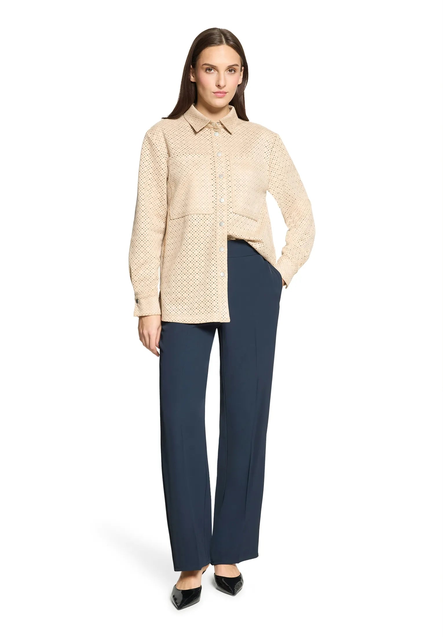 Betty Barclay Classic Beige Women Shirt Blouse with Button Placket SKU: 8026-1835_7234 Image 02
