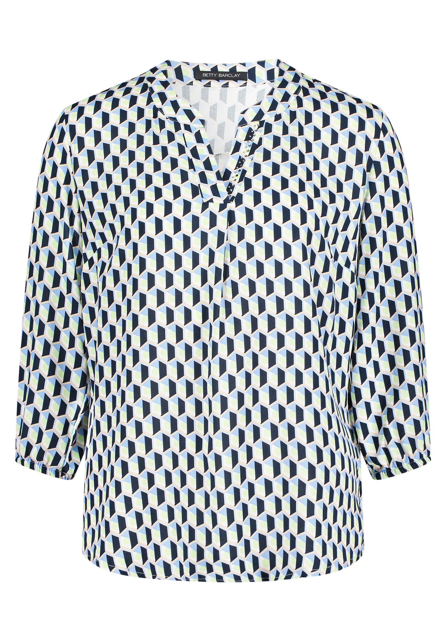 Betty Barclay Blue/Green Women Slip-On Blouse with 3/4 Sleeves SKU: 8034-1855_8850 Image 06