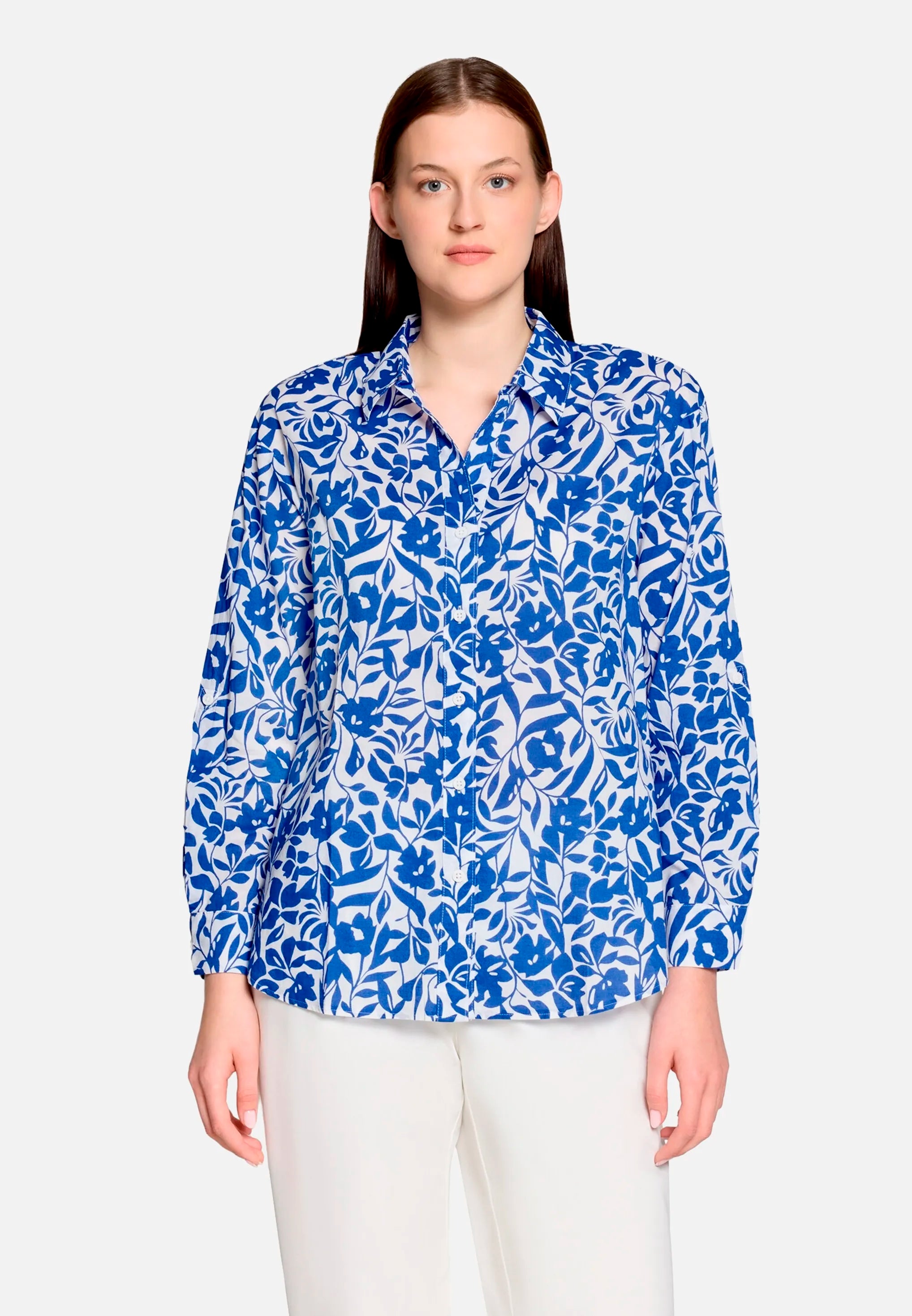 Betty Barclay Cream/Blue Women Long-Sleeved Blouse SKU: 8046-1909_1881 Image 01