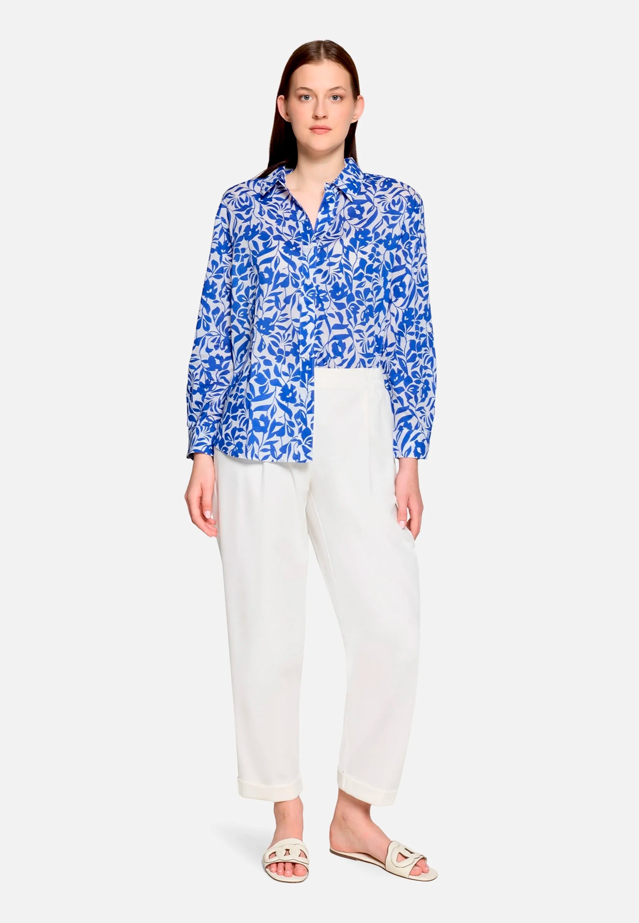 Betty Barclay Cream/Blue Women Long-Sleeved Blouse SKU: 8046-1909_1881 Image 02