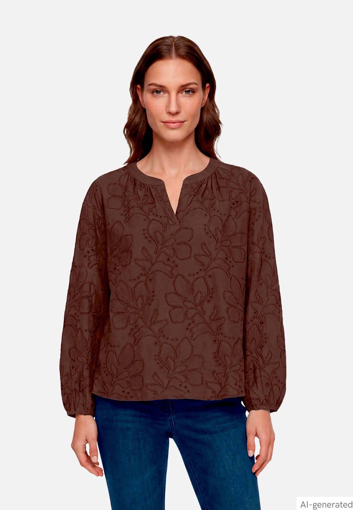 Betty Barclay Muskat Women Long-Sleeved Slip-On Blouse with Embroidery SKU: 8114-1664_7063 Image 01