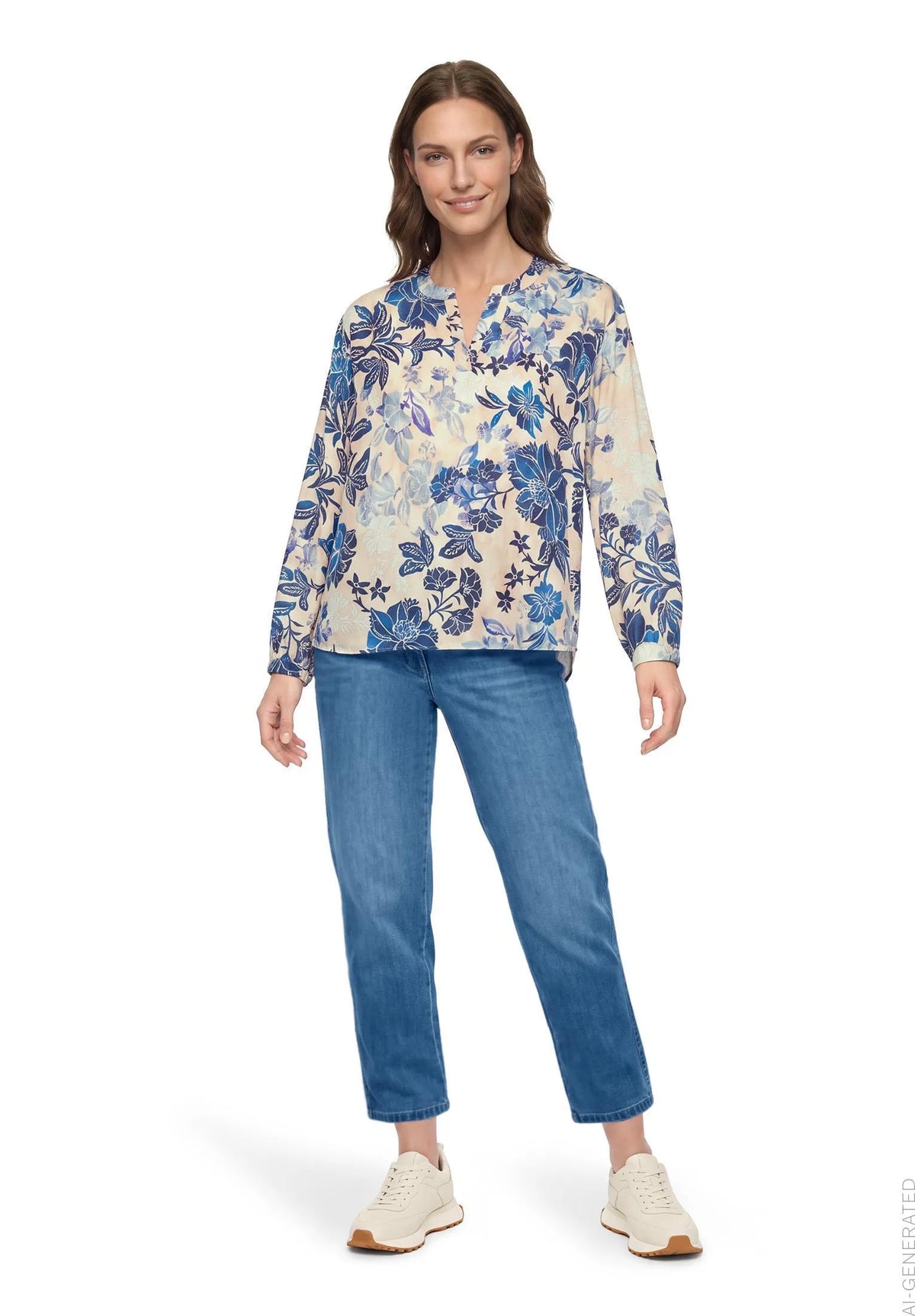 Betty Barclay Beige/Blue Women Overblouse SKU: 8117-1703_7884 Image 02
