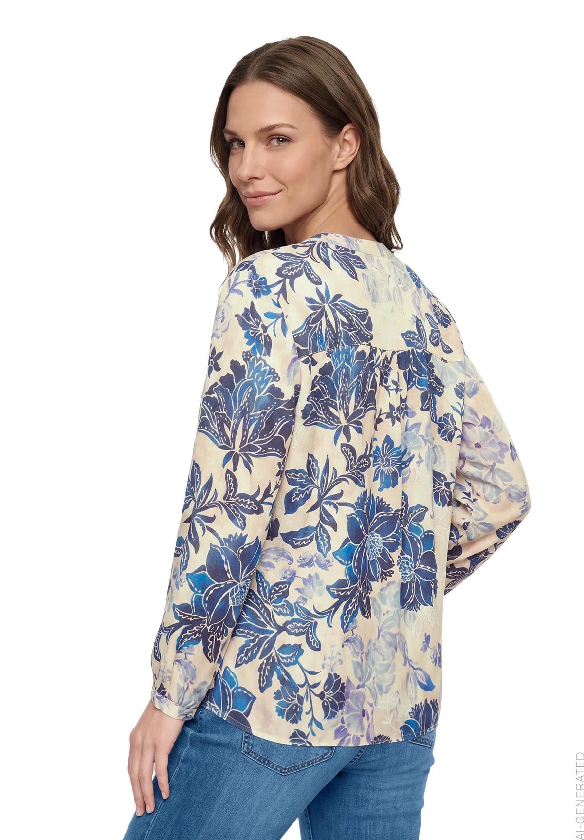 Betty Barclay Beige/Blue Women Overblouse SKU: 8117-1703_7884 Image 03