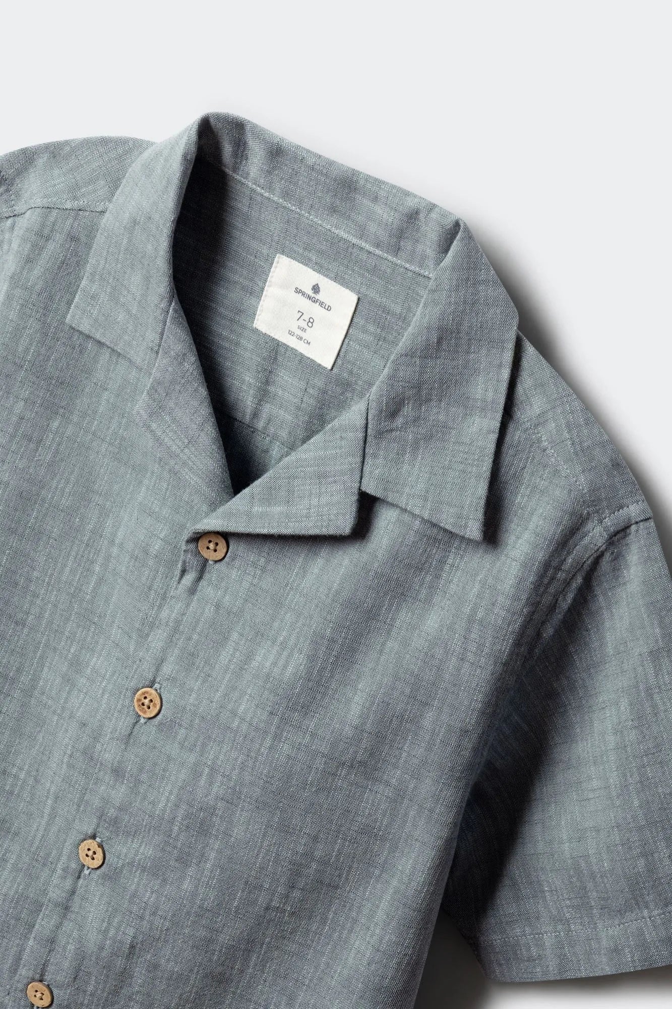 Springfield Blue Boys Linen-Look Short Sleeve Shirt SKU: 8483000_83 Image 03