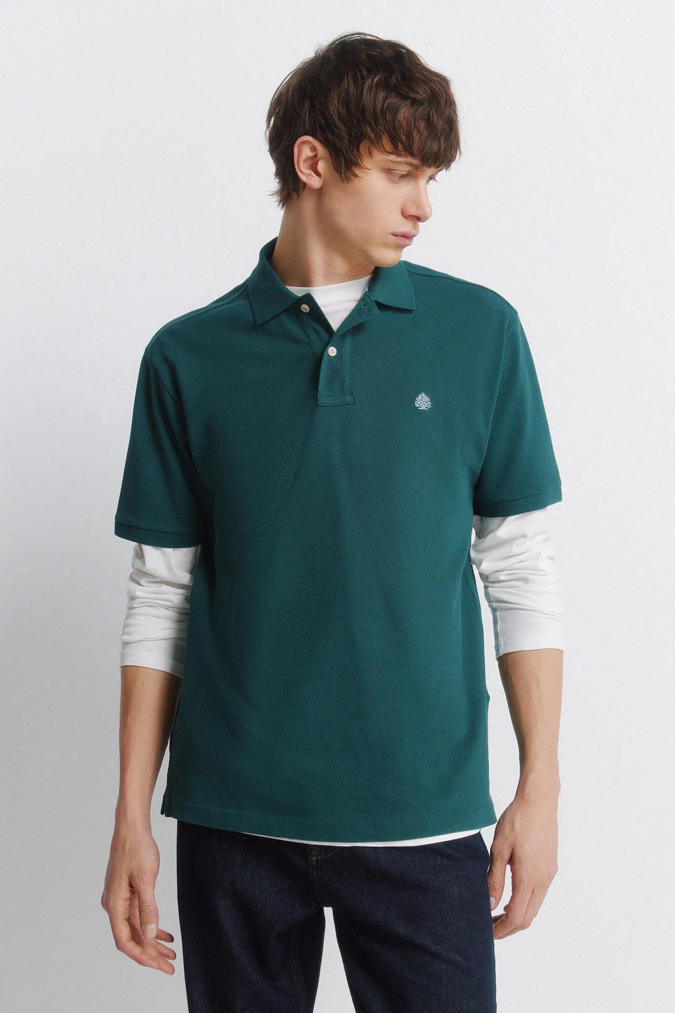 Springfield Green Men Basic Regular Fit Polo Shirt Springfield SKU: 8551097_21 Image 01