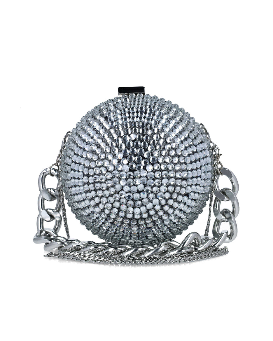Round Clutch With Over Embellishment And Chain Strap_85670_01_01