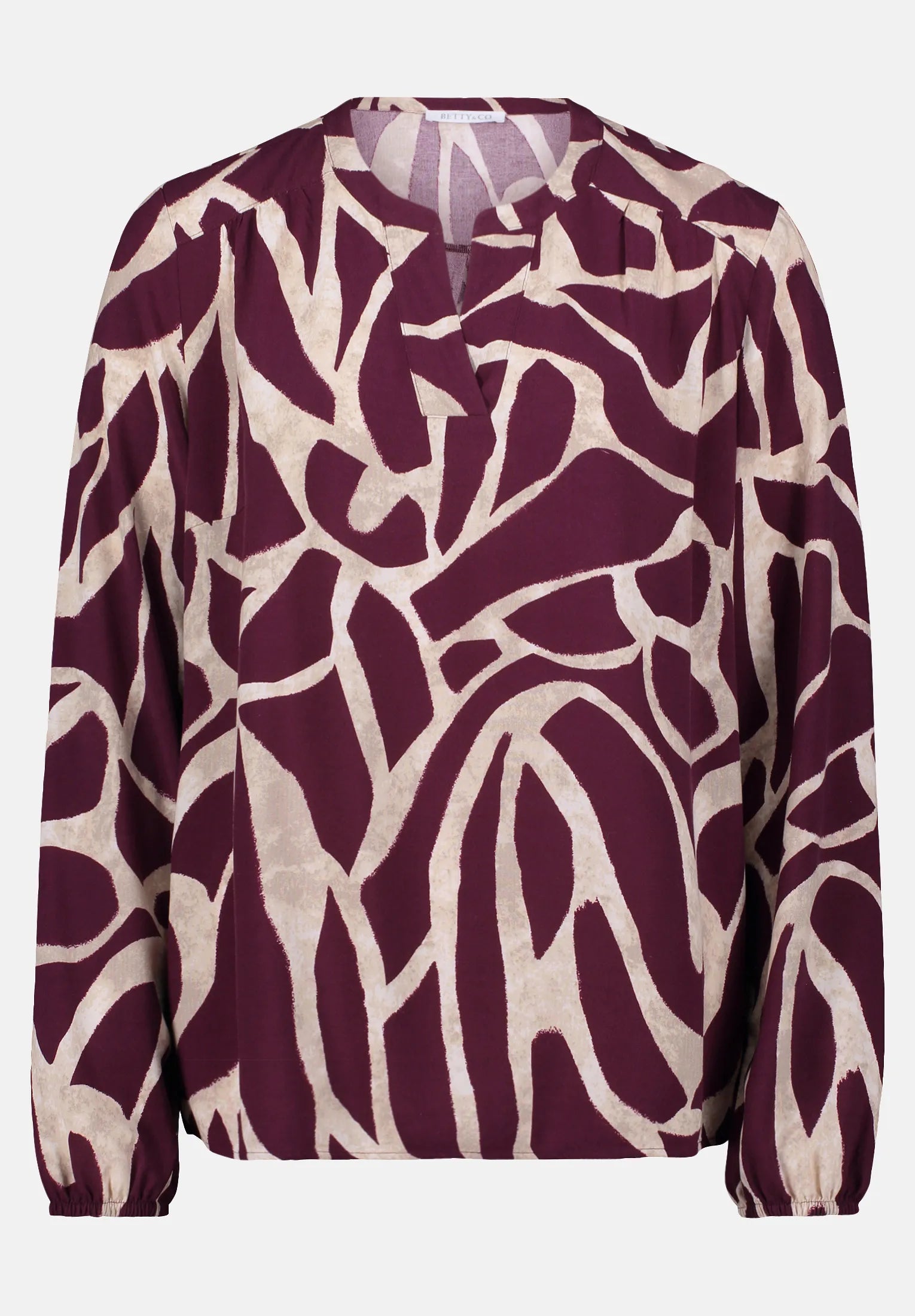 Betty Barclay_Dark Red/Nature_Slip-On Blouse with Print_8826-3089_4807_04
