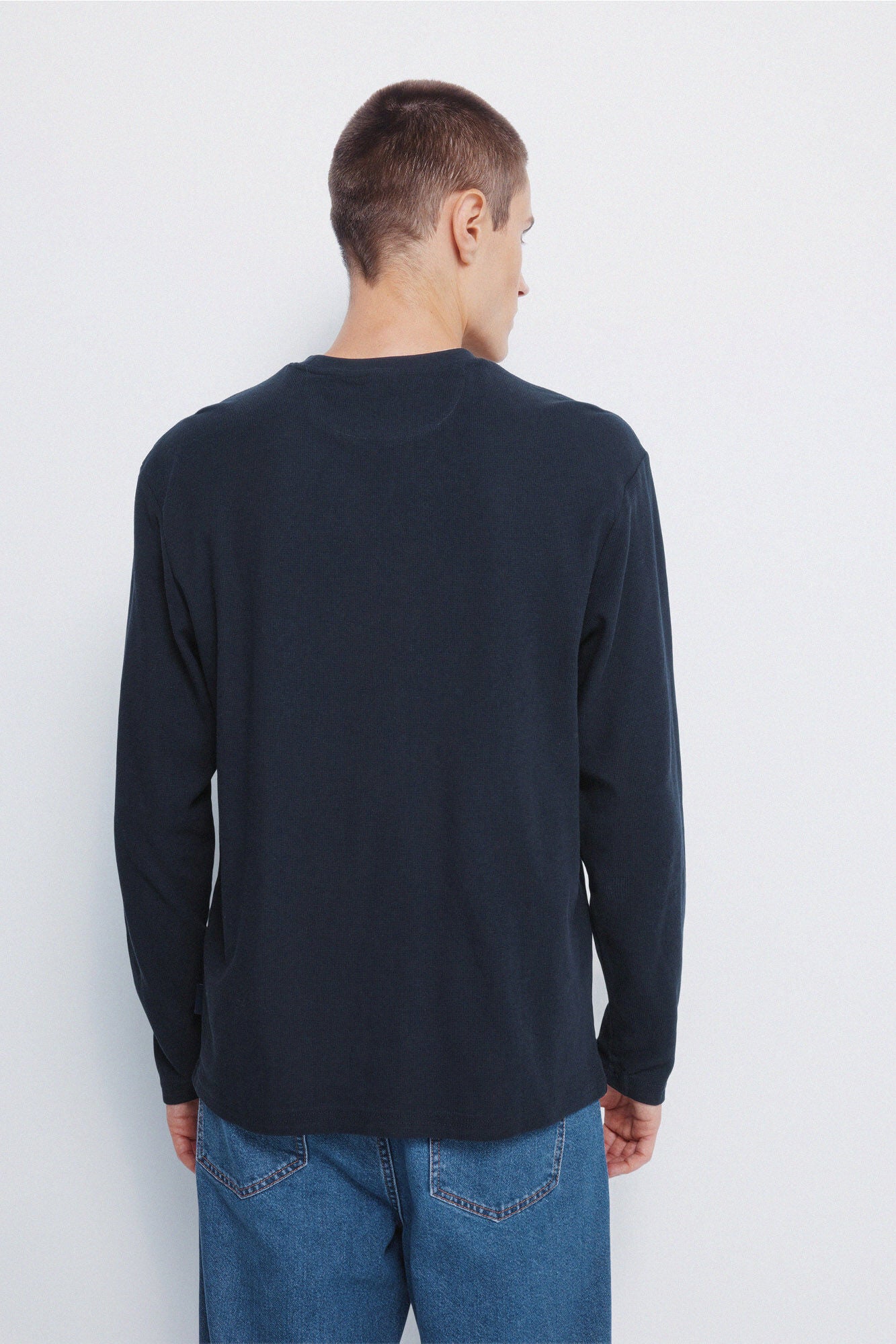 Springfield_Dark Blue_Double Waffle Fabric T-Shirt_8832417_11_05