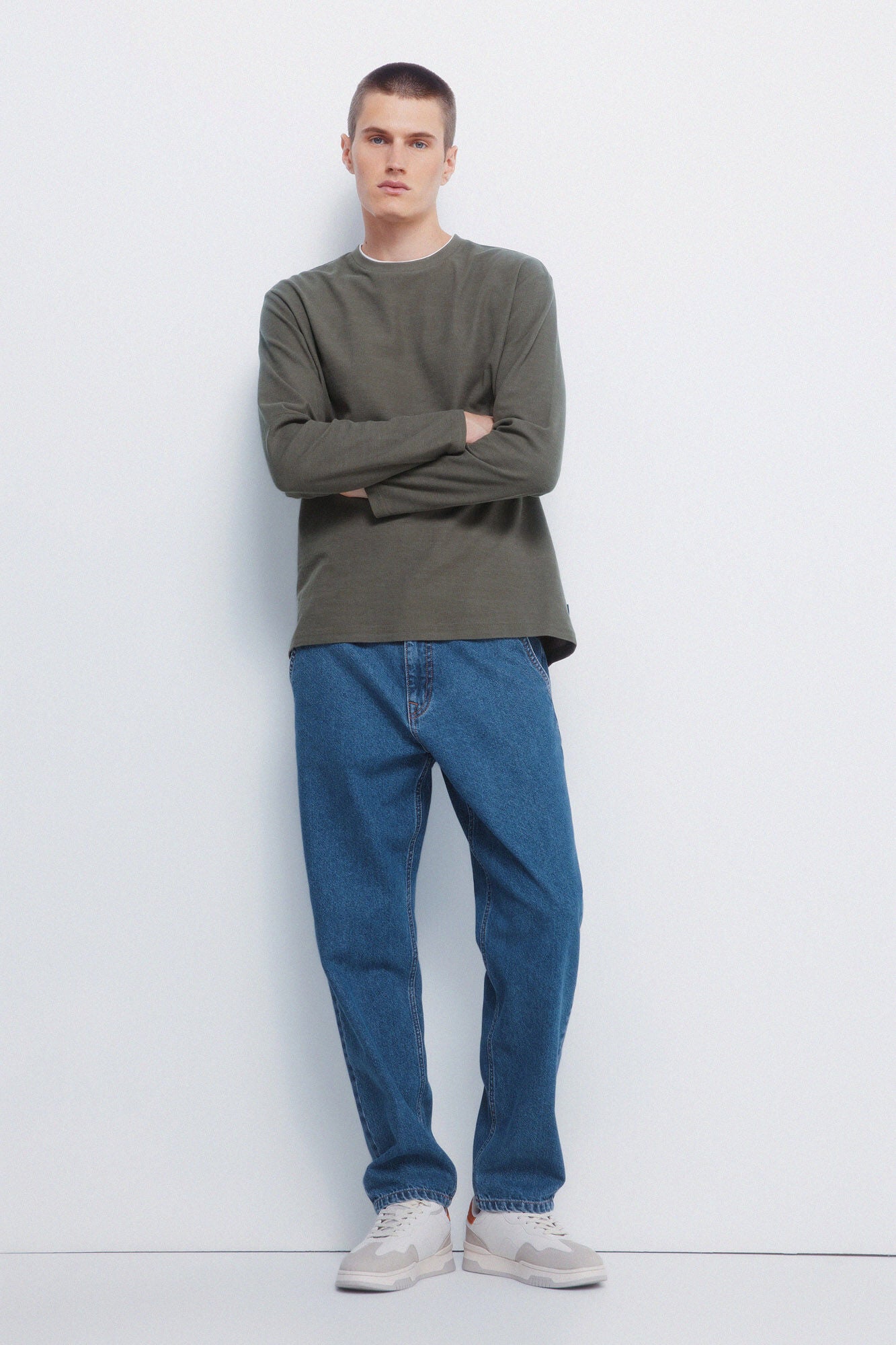 Springfield_Khaki_Double Waffle Fabric T-Shirt_8832417_35_03