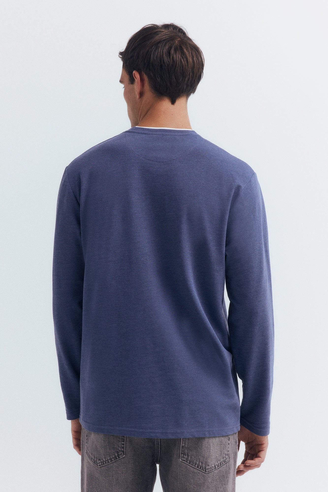 Springfield_Medium_Blue_Double Melange Long Sleeve Shirt_8832420_14_03