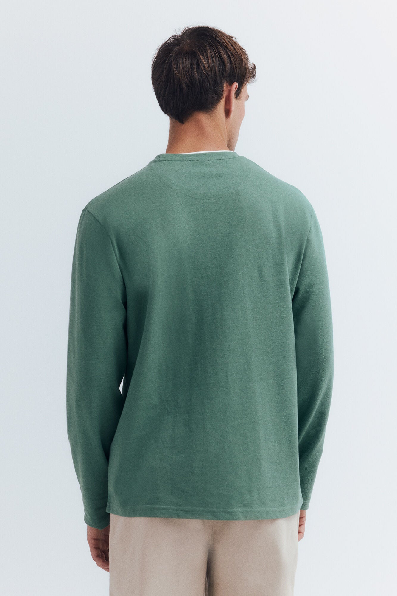 Springfield_Green_Double Melange Long Sleeve Shirt_8832420_25_03