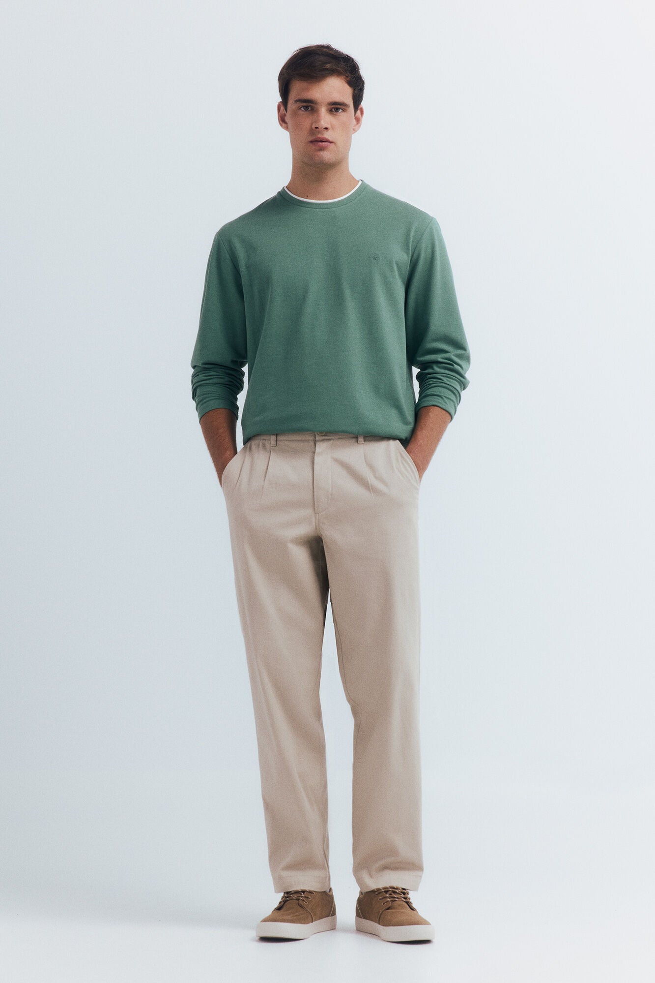 Springfield_Green_Double Melange Long Sleeve Shirt_8832420_25_04