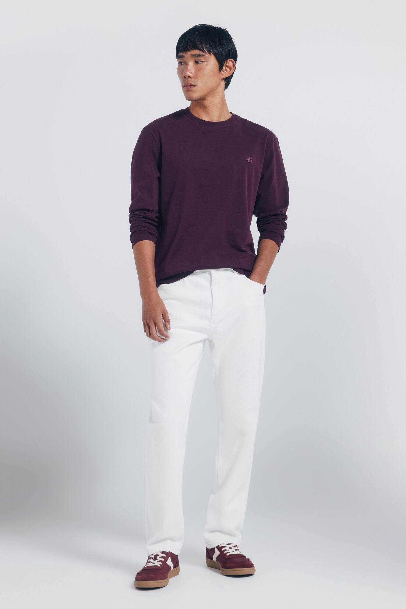 Springfield_Maroon_Basic Long Sleeve T-Shirt with a Soft Finish_8832421_69_05