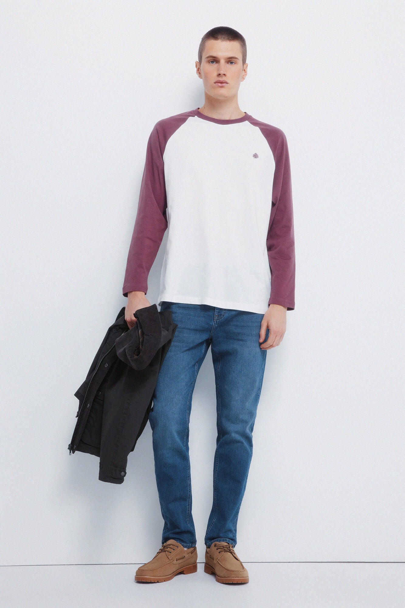 Springfield_Wine_Contrast Long Sleeve T-Shirt_8832422_68_03