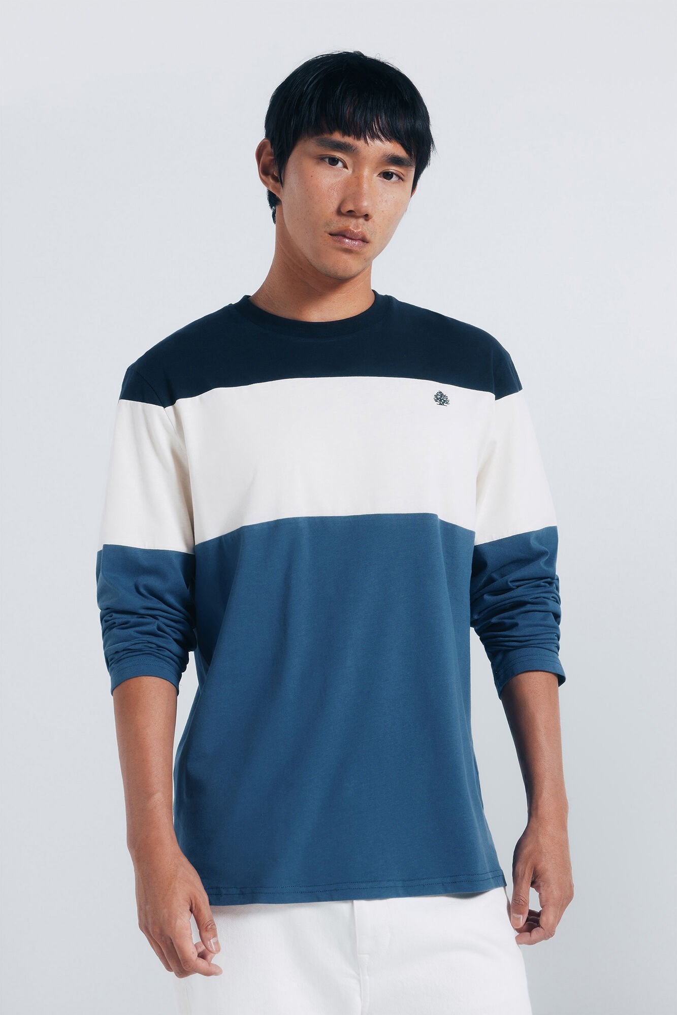 Springfield_Medium_Blue_Long Sleeve PiquŽ Cut-Out T-Shirt_8832423_14_01