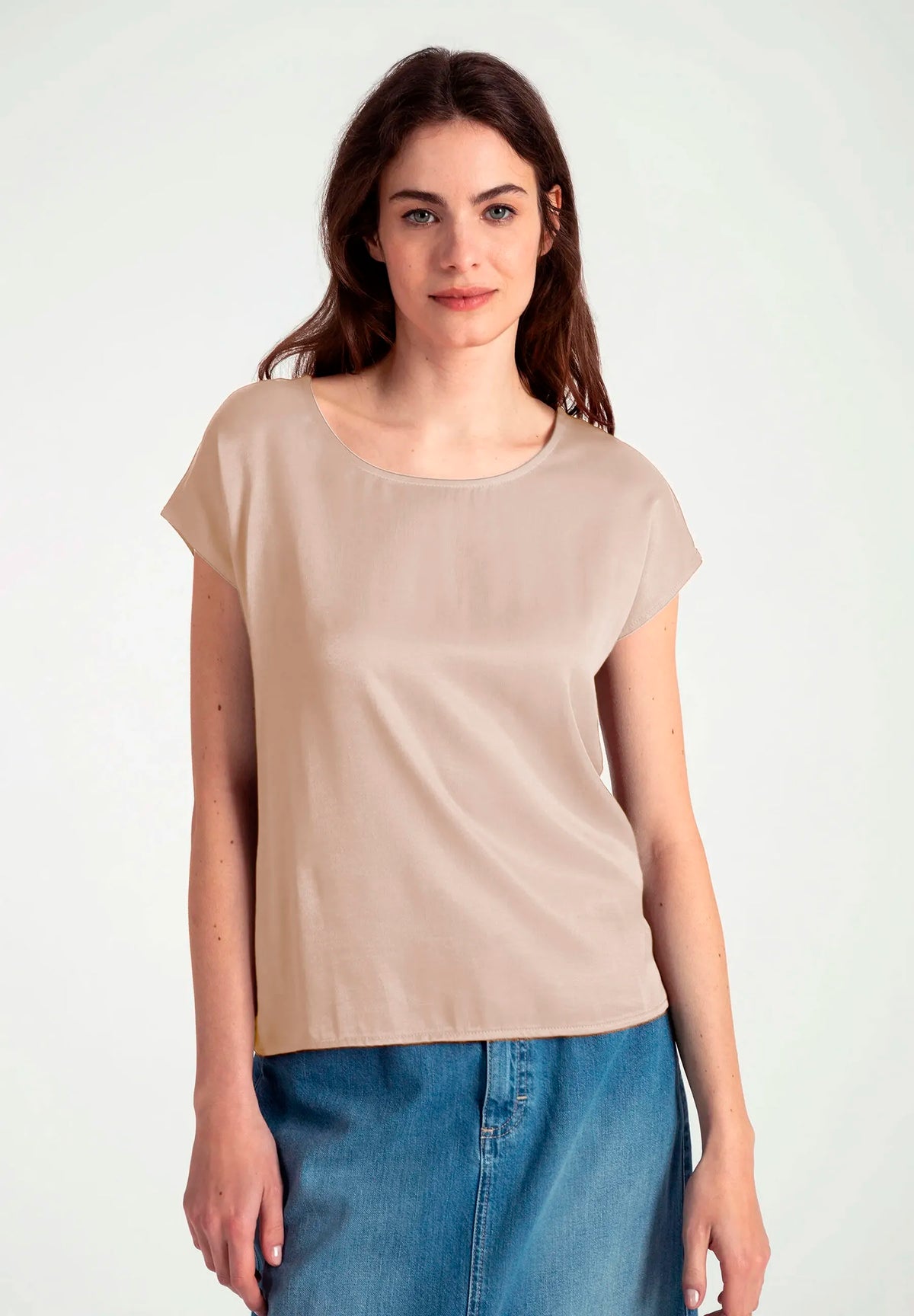 More & More Sand Women Shirt with Satin Front SKU: 88880438_M0207 Image 01