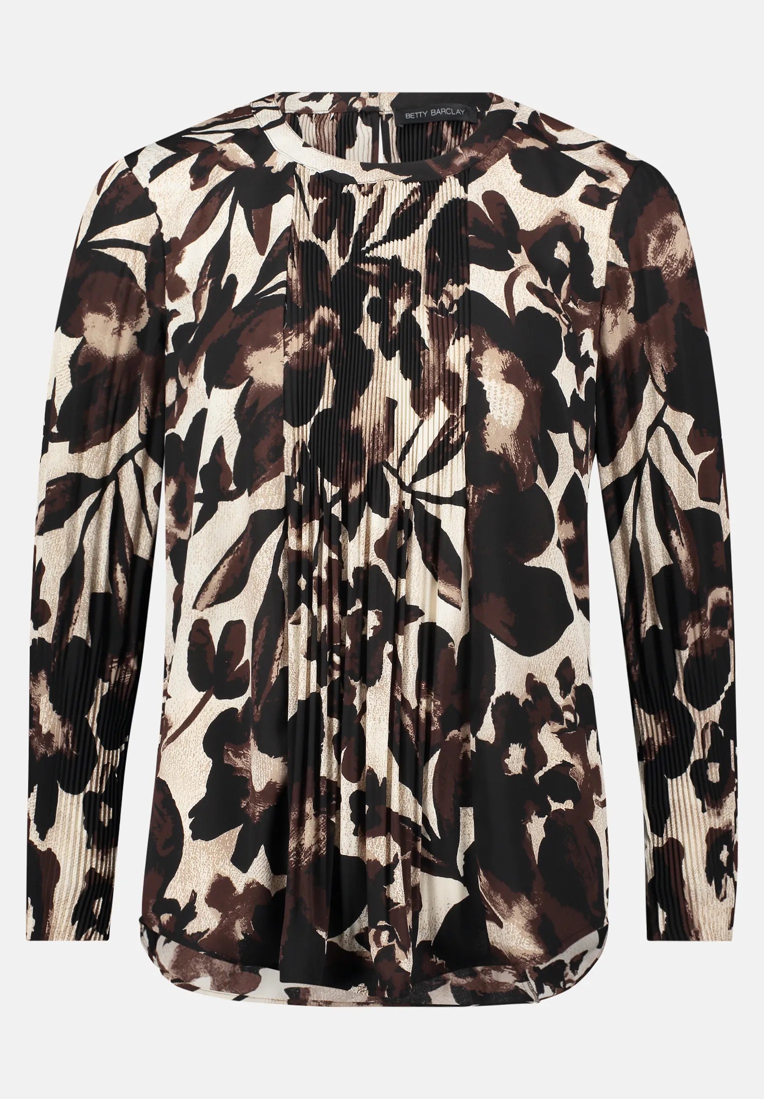 Betty Barclay_Beige/Brown_Slip Blouse with Pleats_8924-1623_7875_04