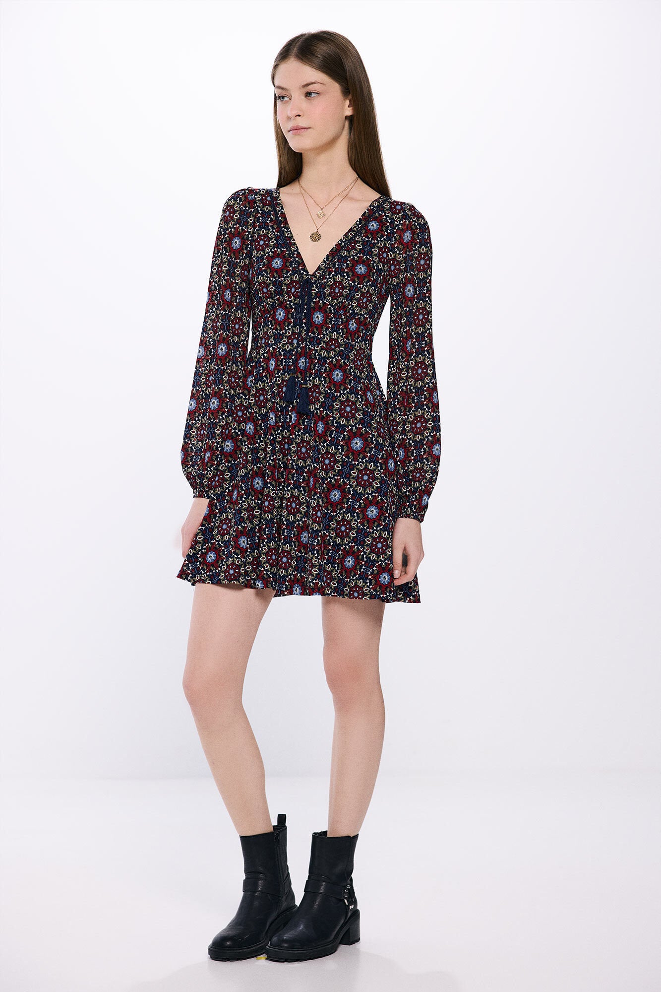 Springfield_Short Dress Stamped Geometric Flowers_8959451_10_01