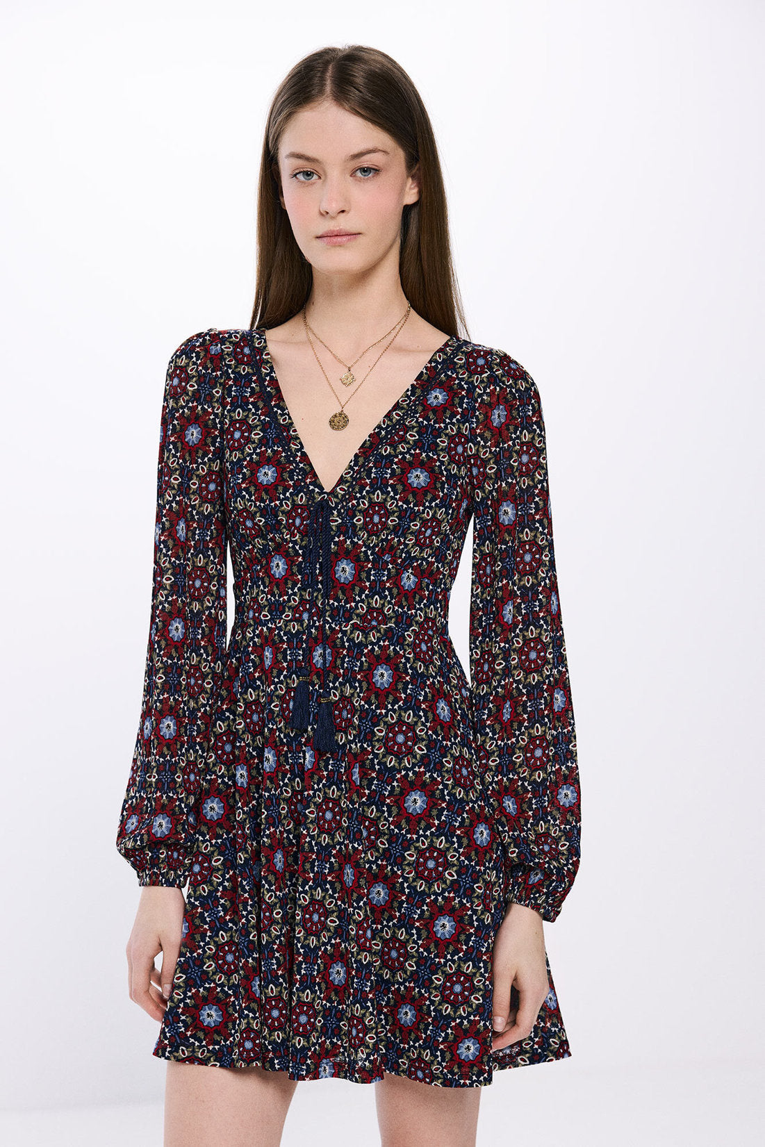 Springfield_Short Dress Stamped Geometric Flowers_8959451_10_03