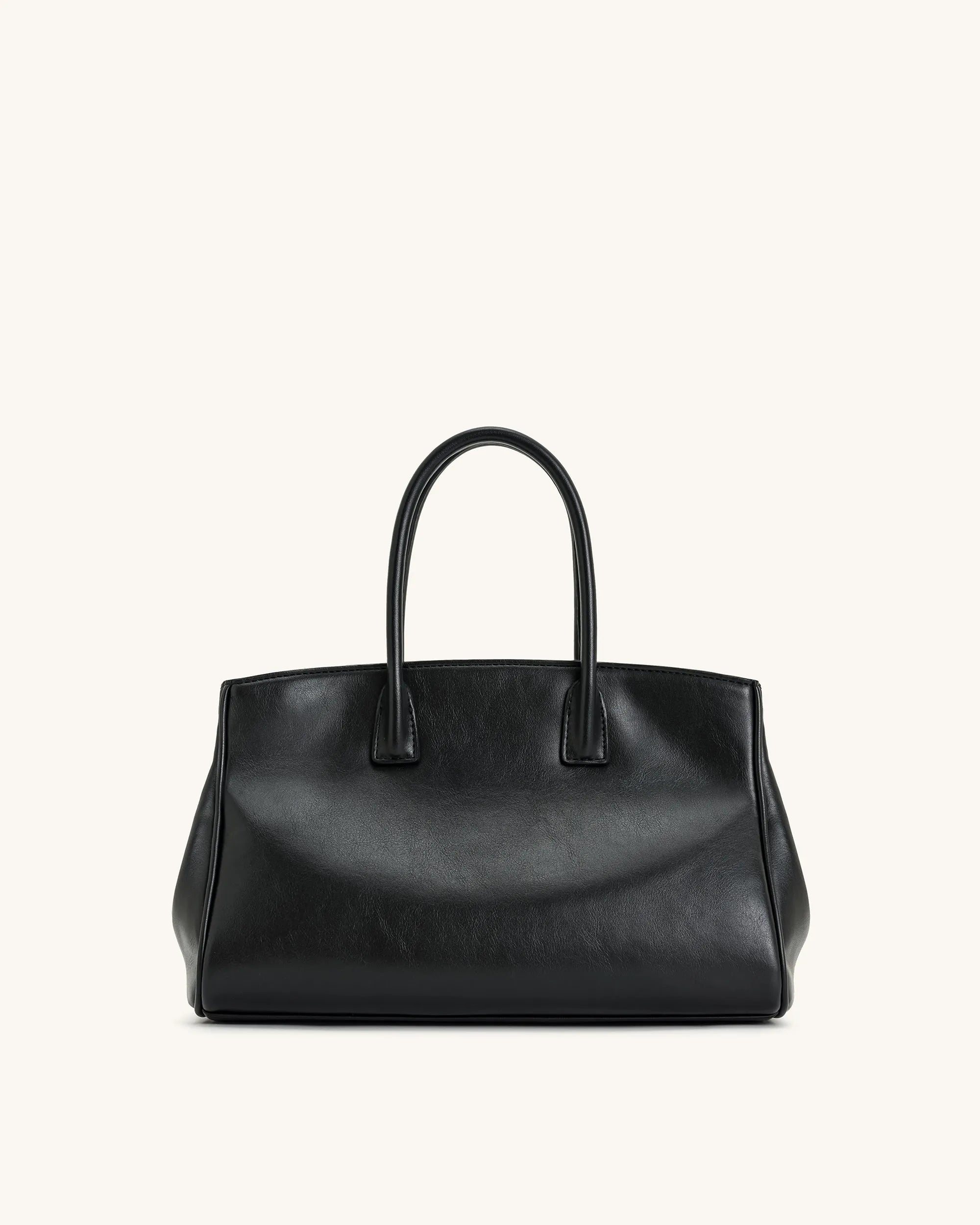 JW PEI Black Women Ziva Metal Lock Decoration Tote Bag - Black SKU: 8T052-1_Black Image 03