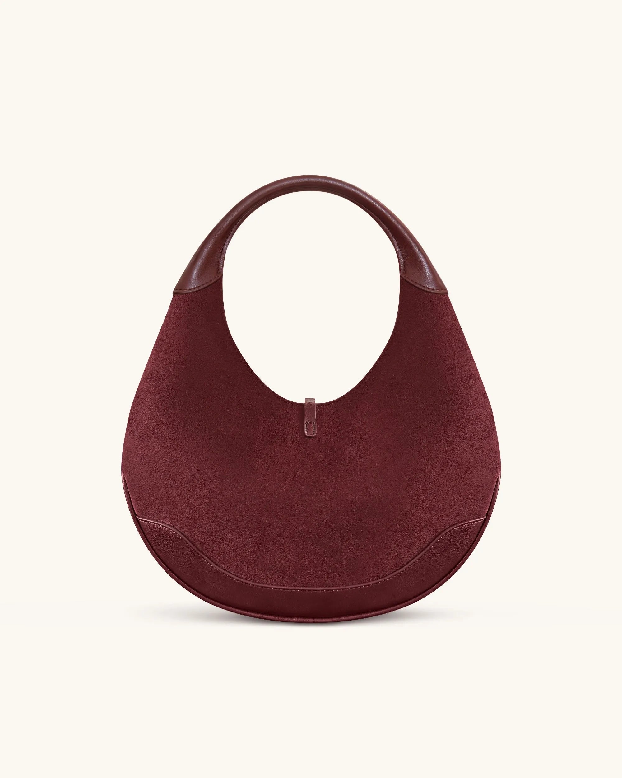JW PEI Deep Claret Women Colette Faux Suede Crescent Hobo Bag - Deep Claret SKU: 8T114-41_Deep Claret Image 03