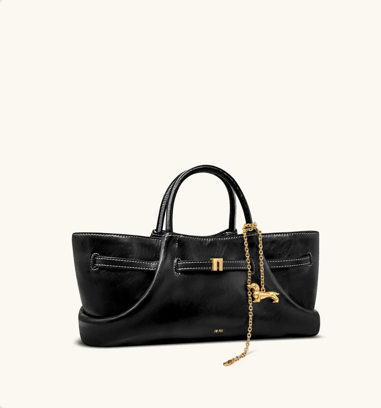 JW PEI Black Maeve Dachshund Metal Charm Tote Bag SKU: 8T117-1_Black Image 03