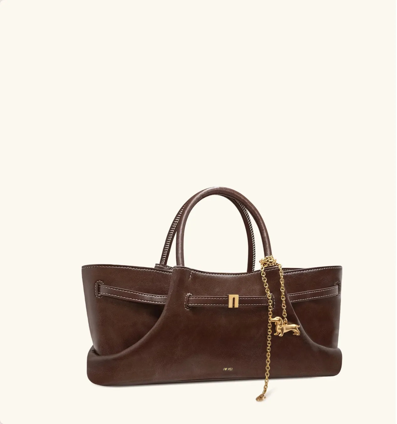 JW PEI Dark Brown Maeve Dachshund Metal Charm Tote Bag SKU: 8T117-3_Dark Brown Image 03