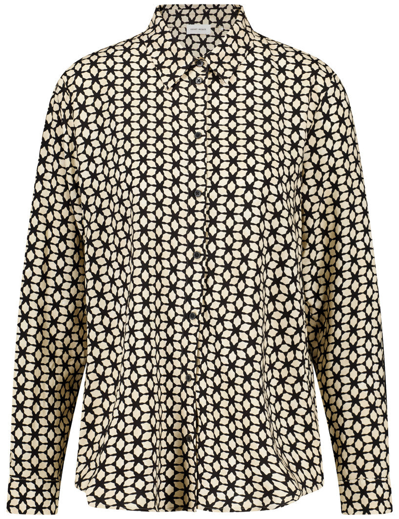 Gerry Weber_Black/Taupe Star Aop_Blouse 1/1 Sleeve_916002-54004_1038_01
