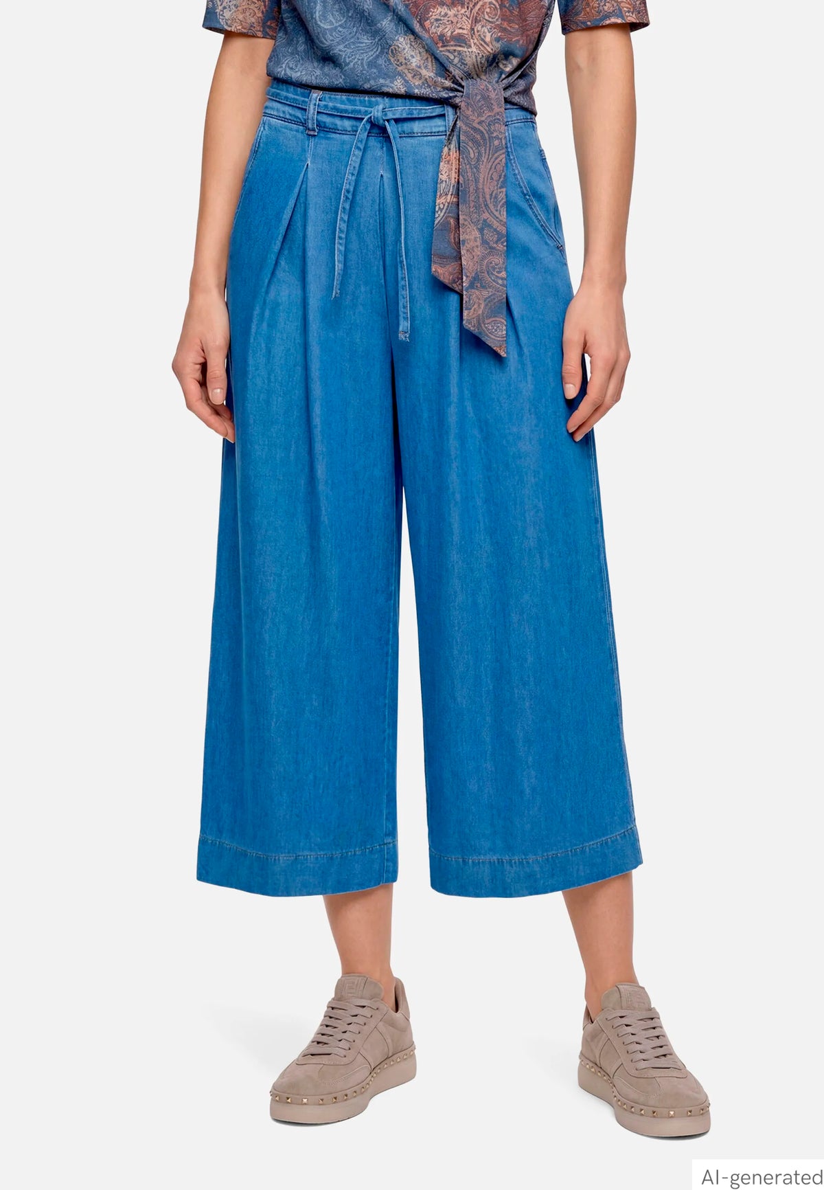 Betty Barclay Middle Blue Denim Women Culottes with Pleats SKU: 9304-1008_8619 Image 01