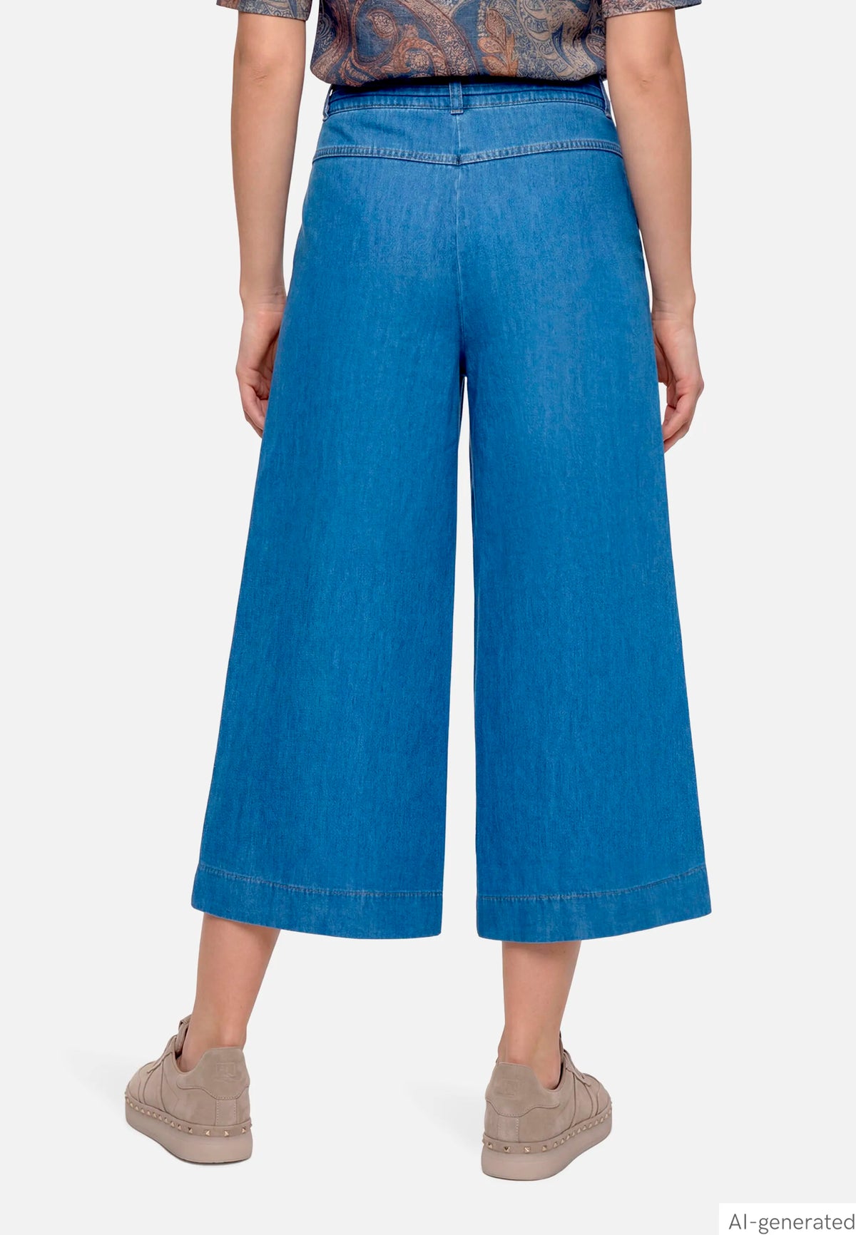 Betty Barclay Middle Blue Denim Women Culottes with Pleats SKU: 9304-1008_8619 Image 03