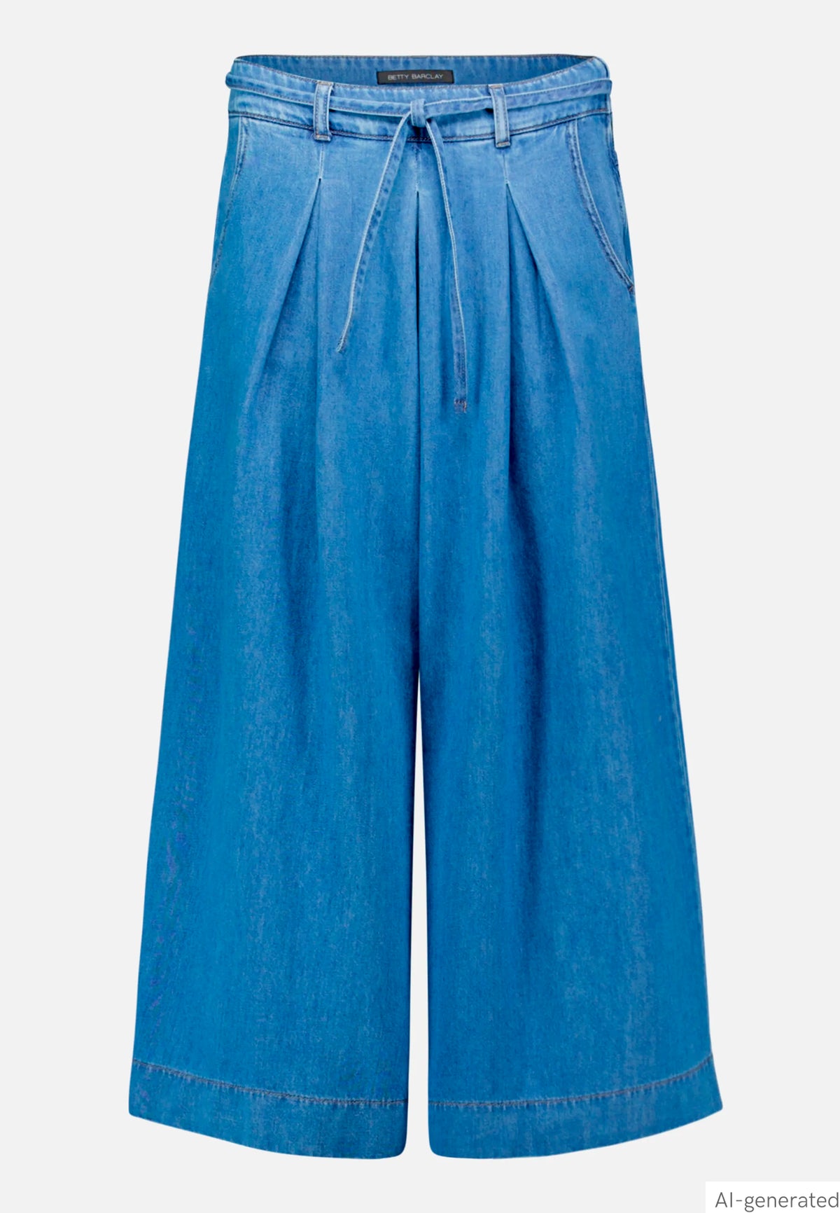 Betty Barclay Middle Blue Denim Women Culottes with Pleats SKU: 9304-1008_8619 Image 04