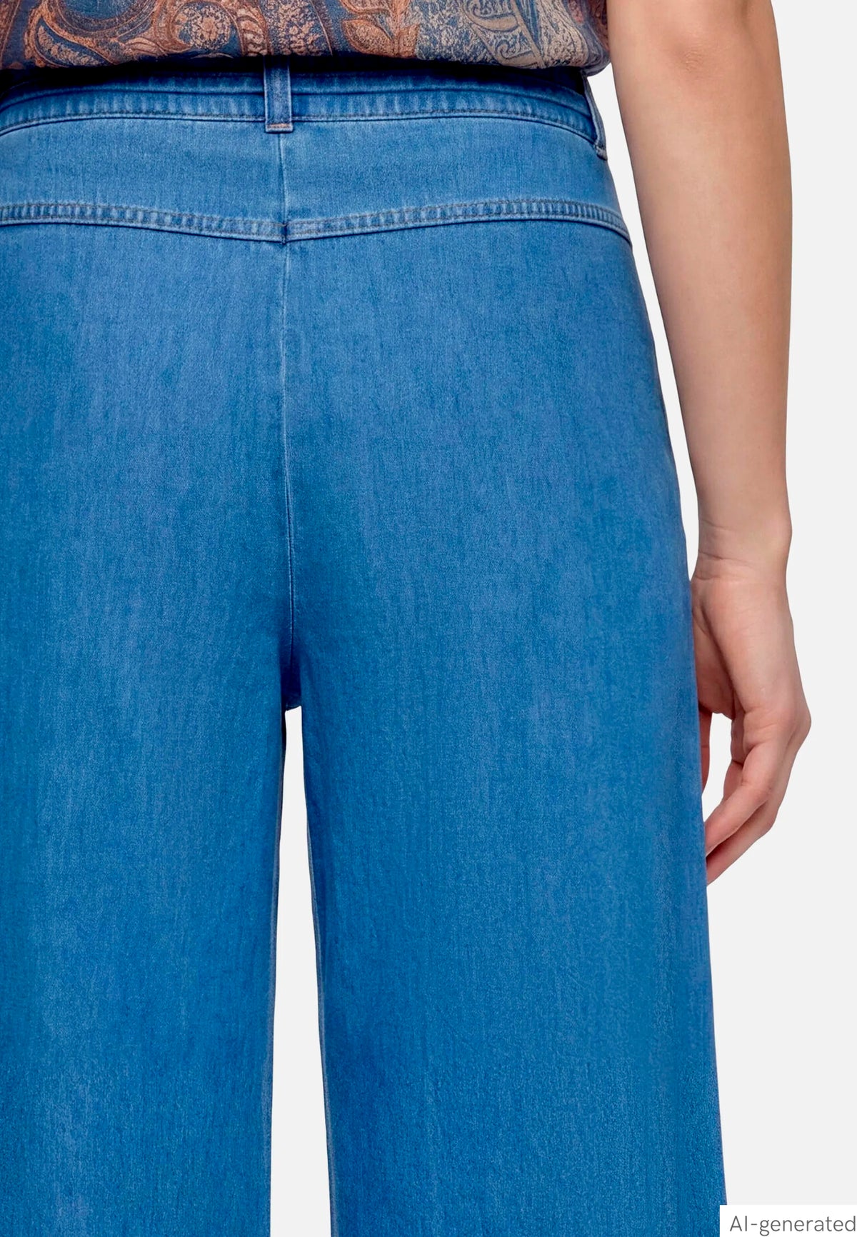 Betty Barclay Middle Blue Denim Women Culottes with Pleats SKU: 9304-1008_8619 Image 06