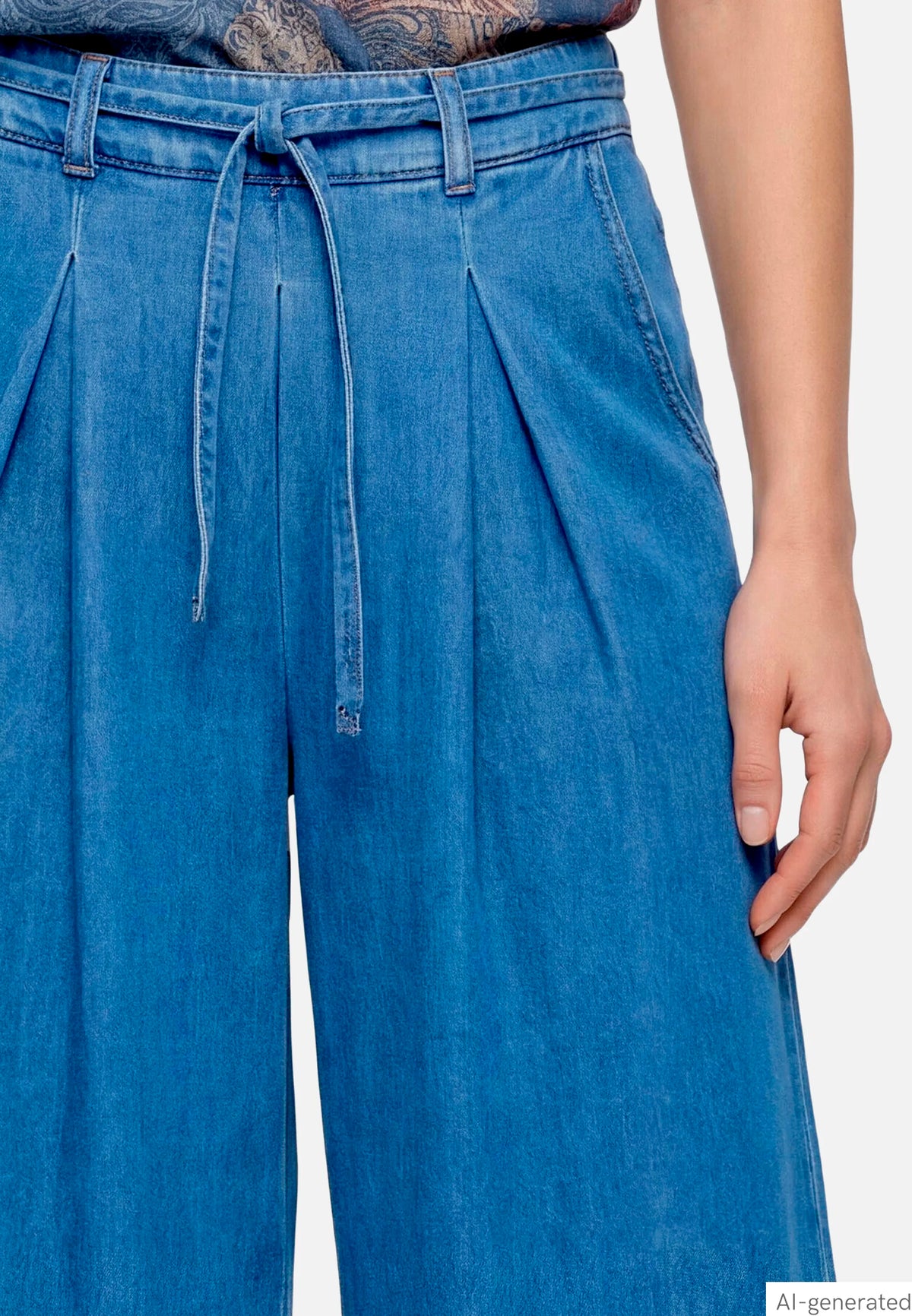 Betty Barclay Middle Blue Denim Women Culottes with Pleats SKU: 9304-1008_8619 Image 07