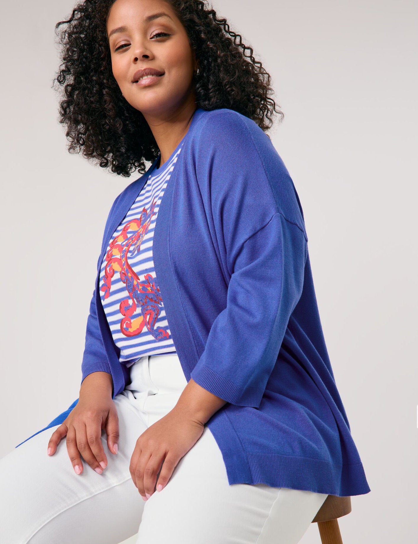 Samoon_Casual Cardigan with Mid-Length Sleeves_932991-29505_8960_05