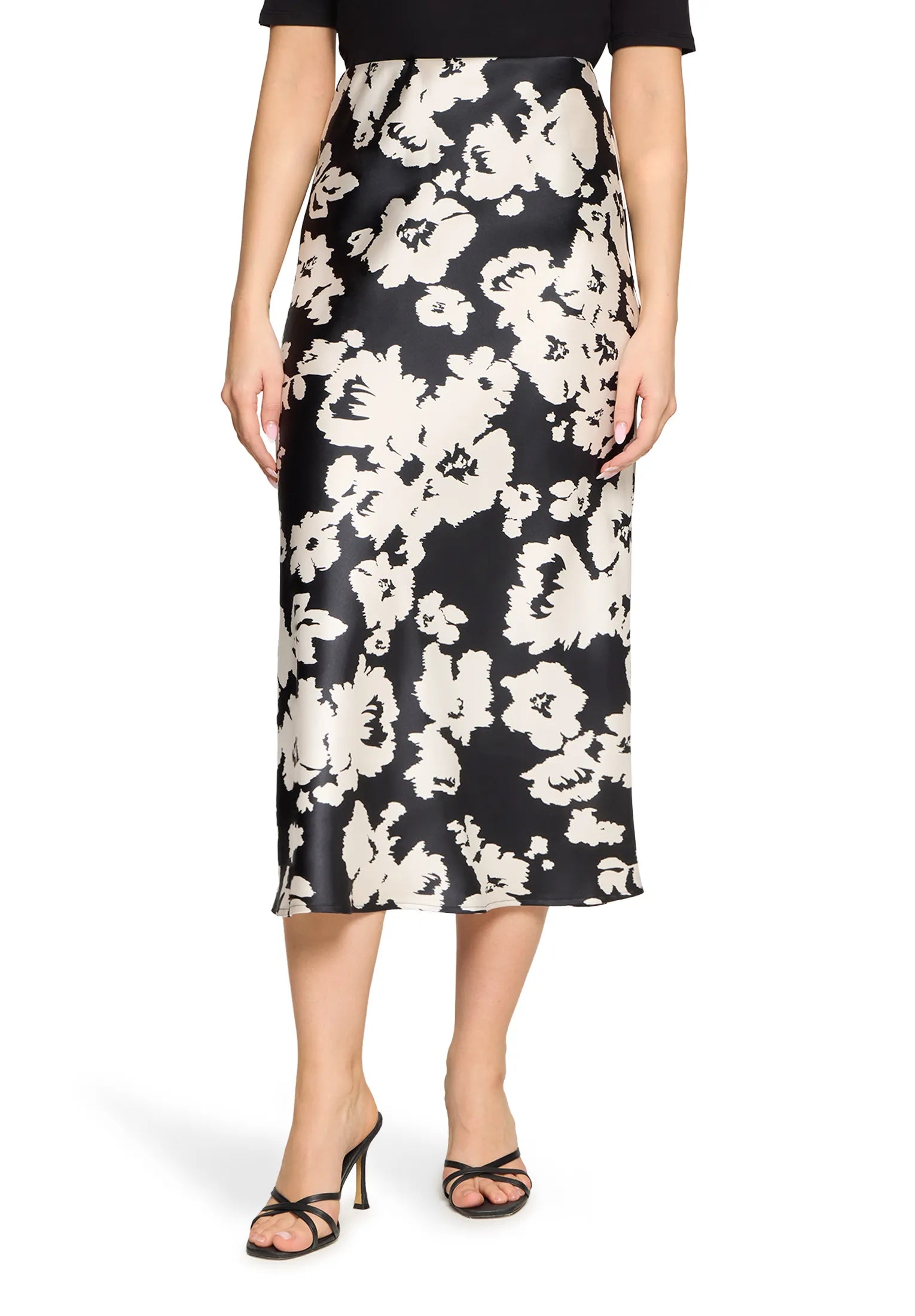 Betty Barclay Black/Cream Women Patterned Satin Skirt SKU: 9455-1741_9812 Image 02