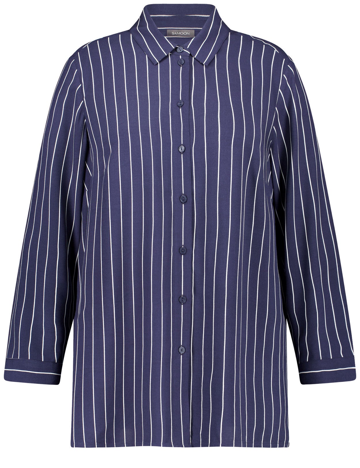 Samoon_Dark Lake Blue Patterned_Blouse 1/1 Sleeve_946003-84003_8452_01