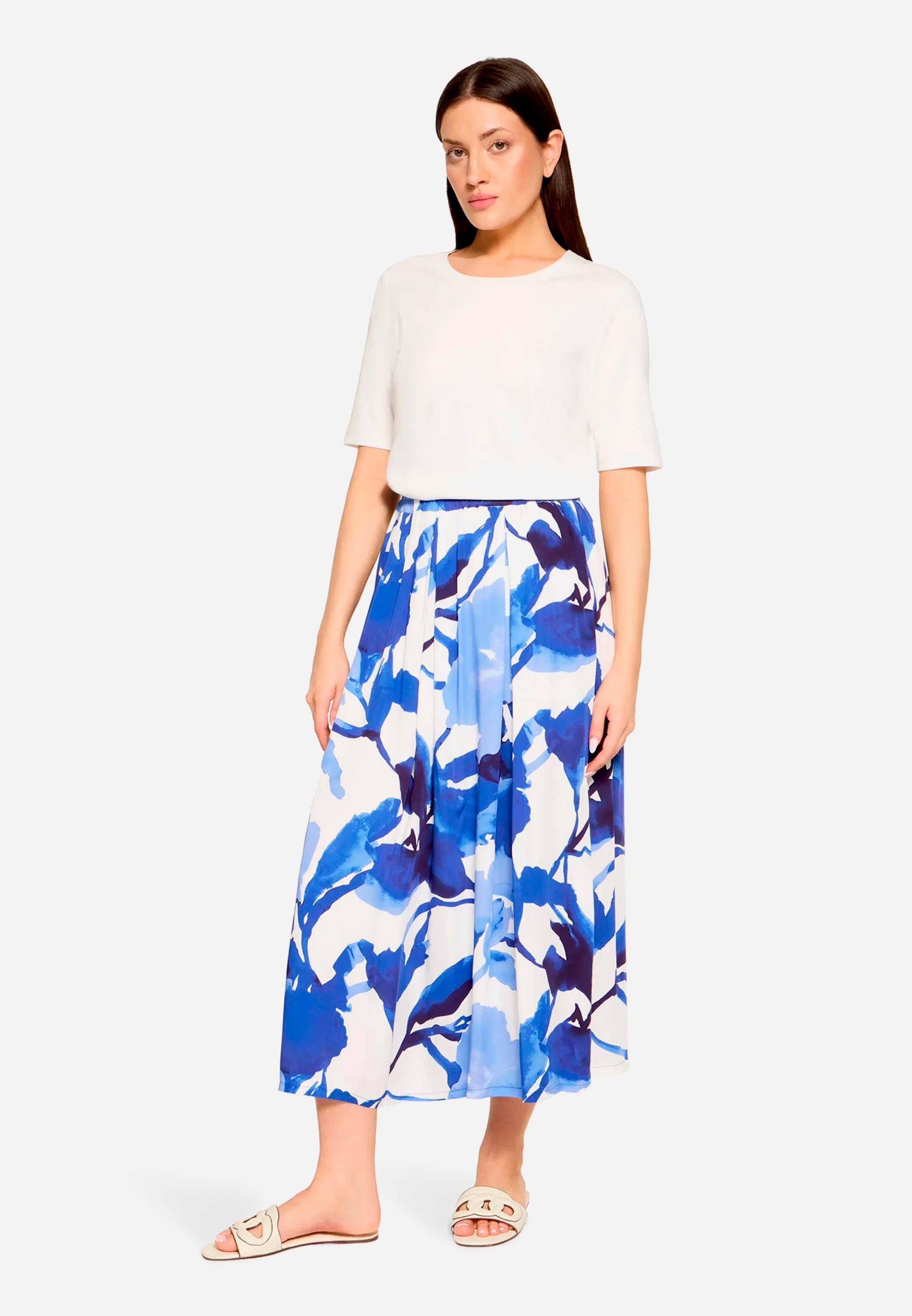 Betty Barclay Cream/Blue Women Slip-On Skirt with Side Pockets SKU: 9488-1875_1881 Image 03