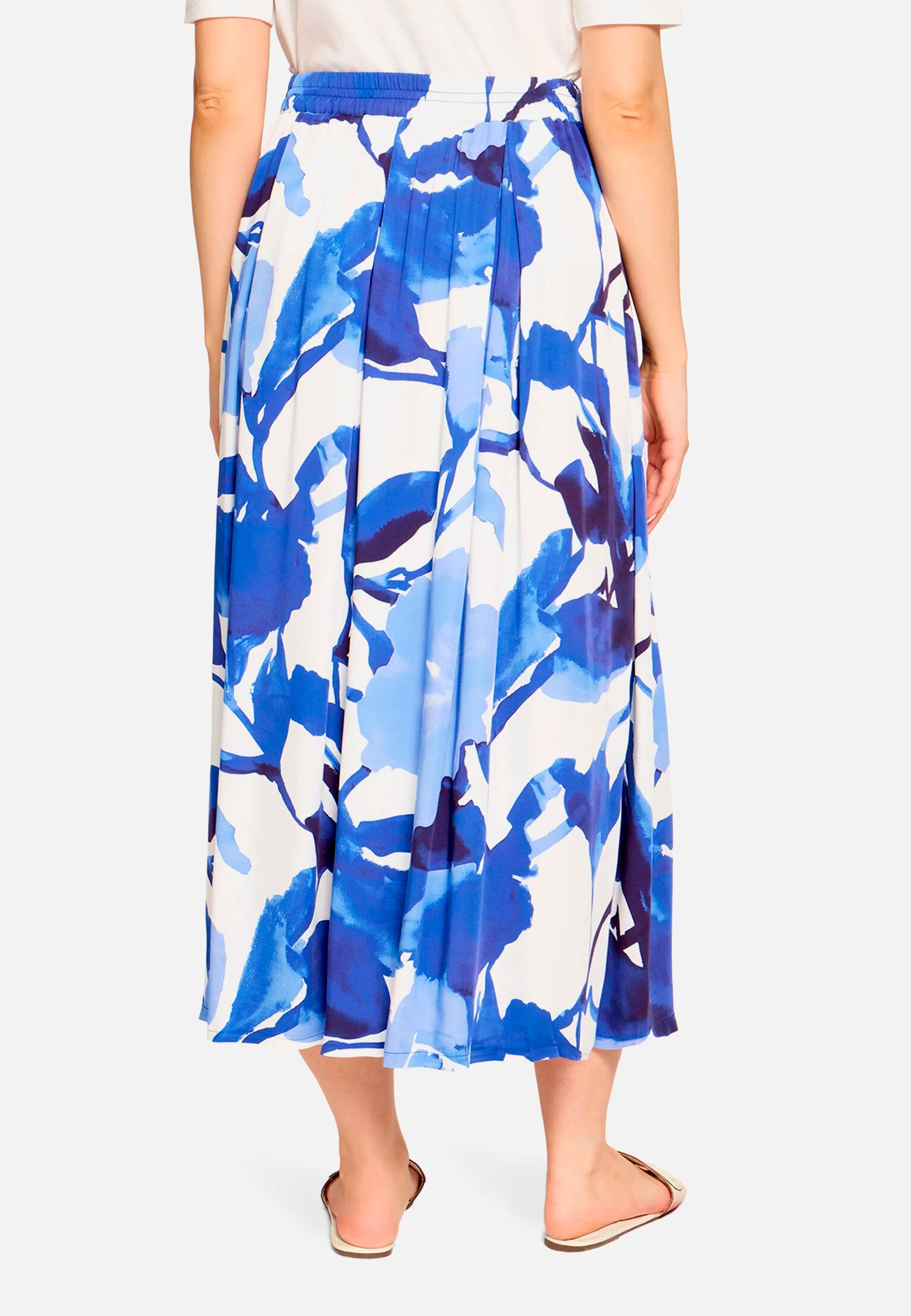 Betty Barclay Cream/Blue Women Slip-On Skirt with Side Pockets SKU: 9488-1875_1881 Image 04