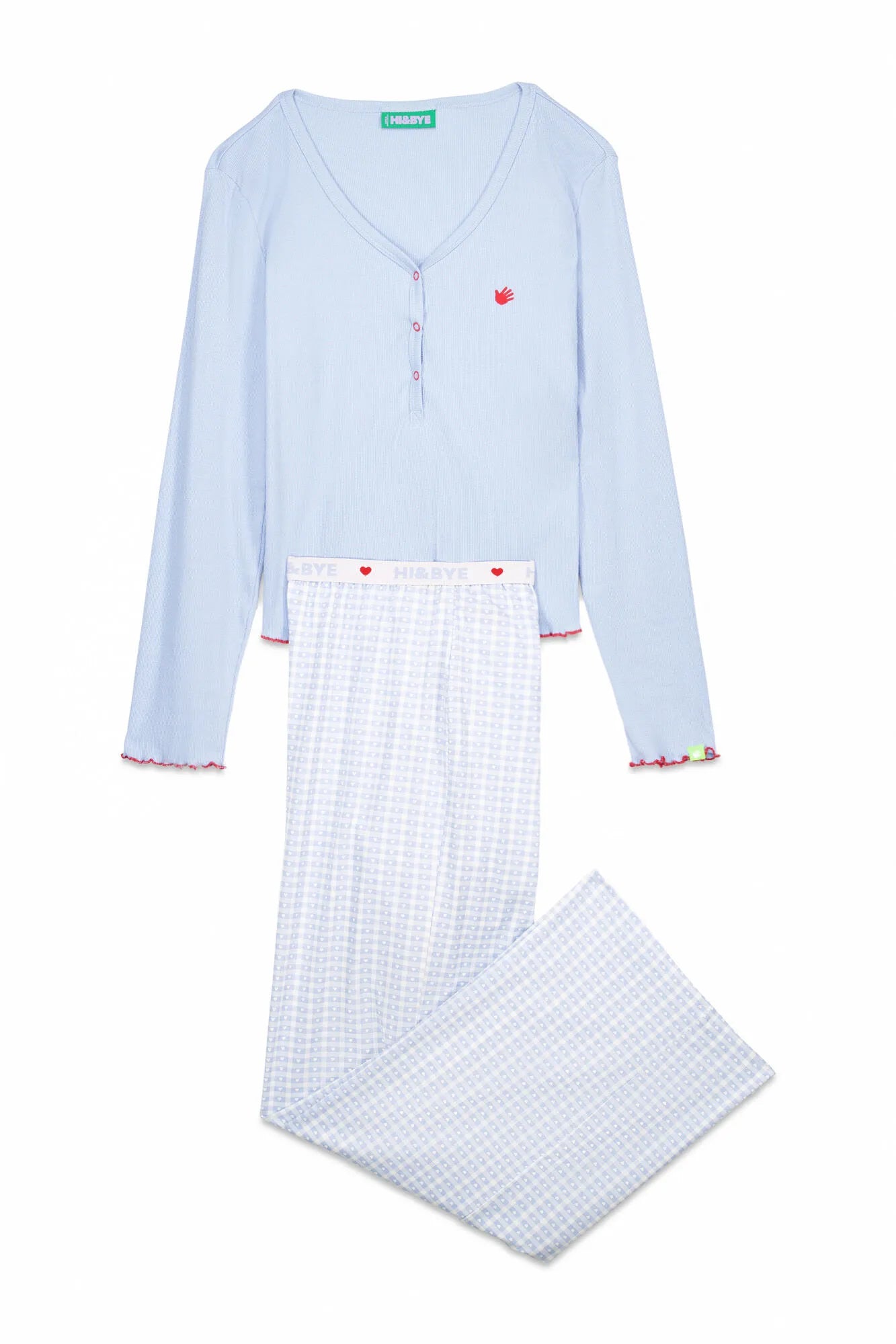 Women Secret_Medium Blue_Long Pyjamas with Blue Gingham Checks_9522057_12_07