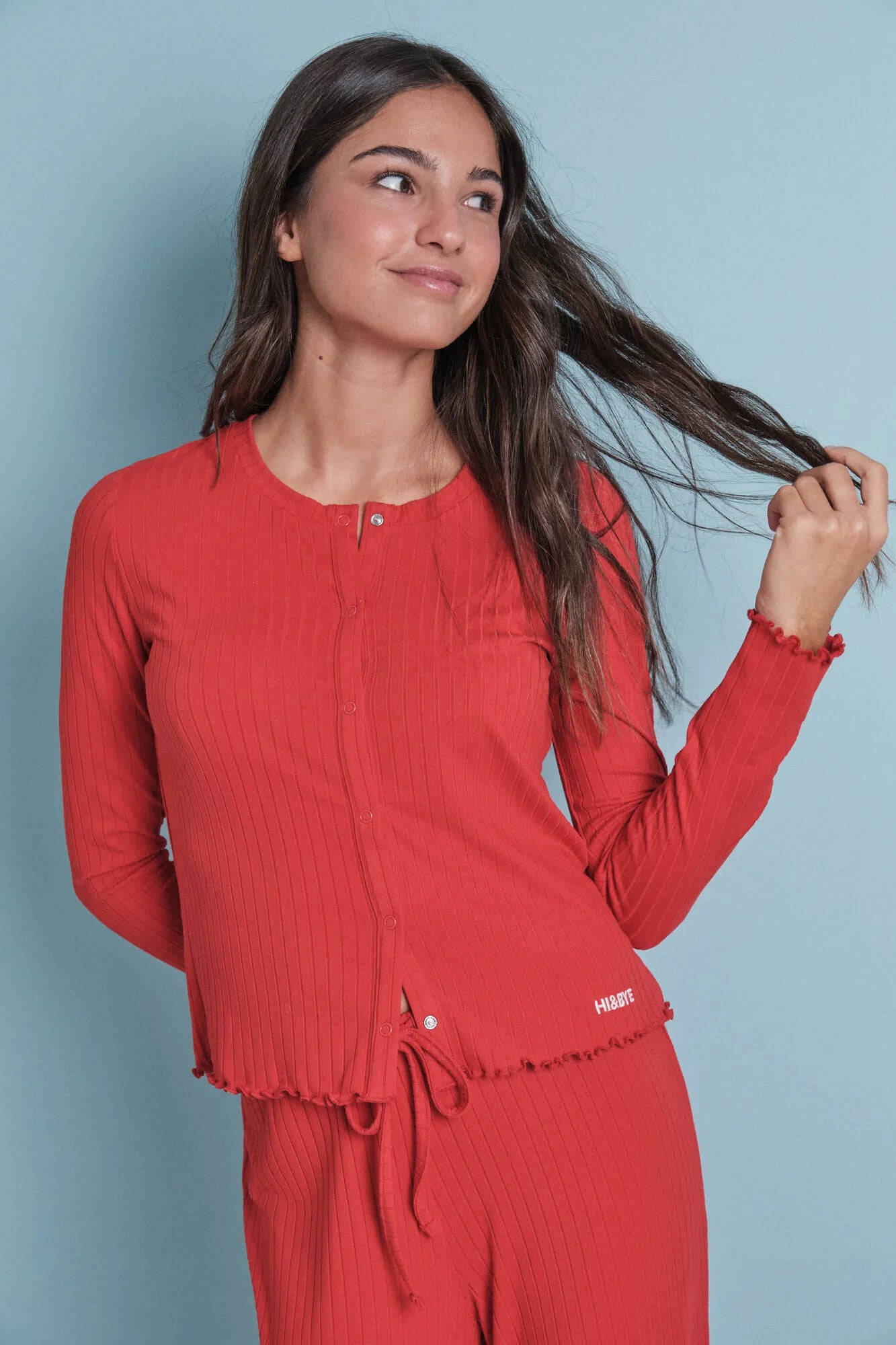 Women Secret_Red_Soft Red Ribbed Long Pajamas_9522066_60_03