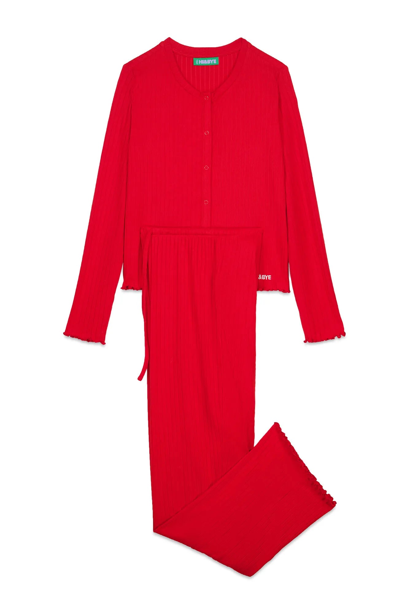 Women Secret_Red_Soft Red Ribbed Long Pajamas_9522066_60_07