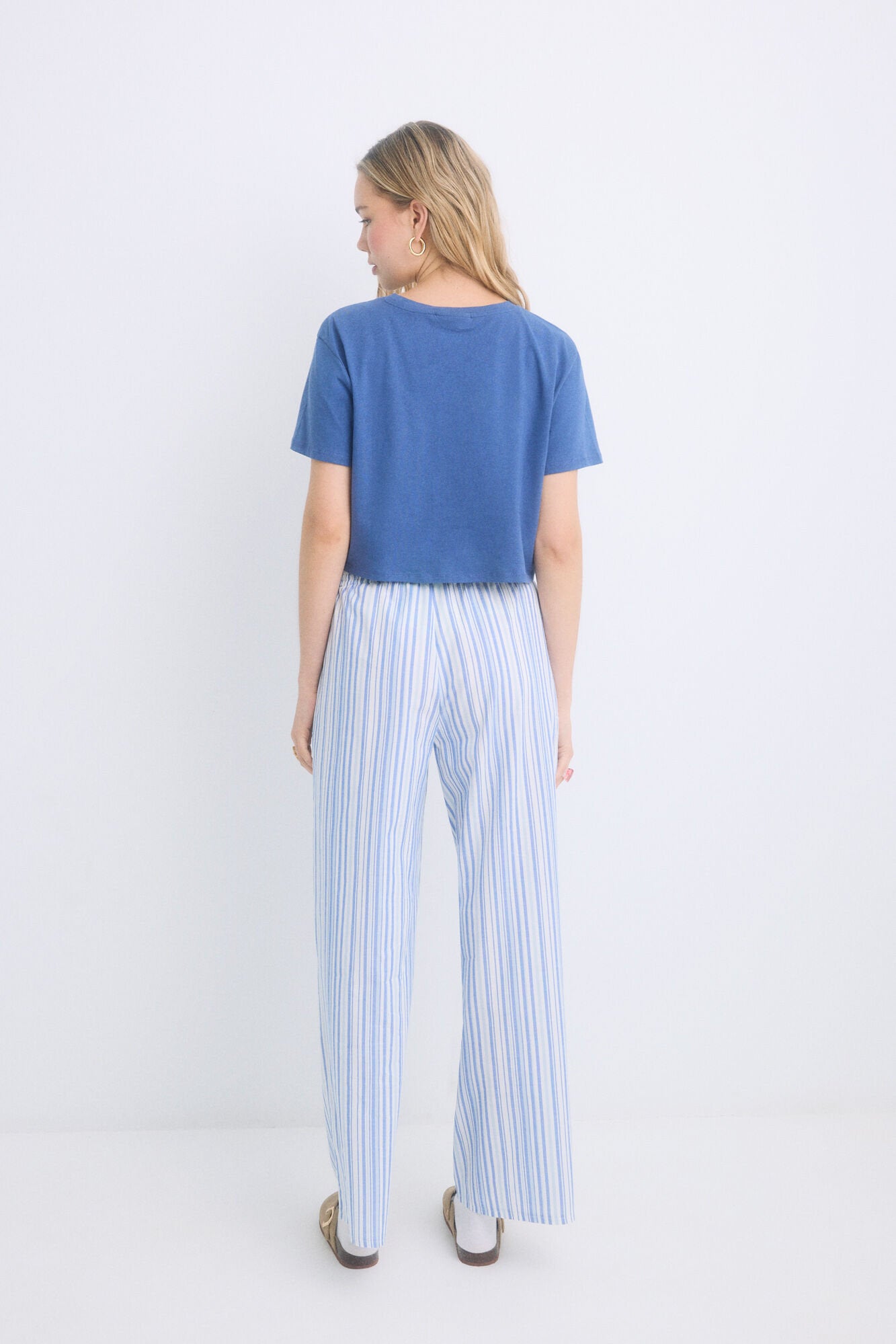 Women Secret_100% Cotton Pajamas with Blue Striped_9529541_17_08