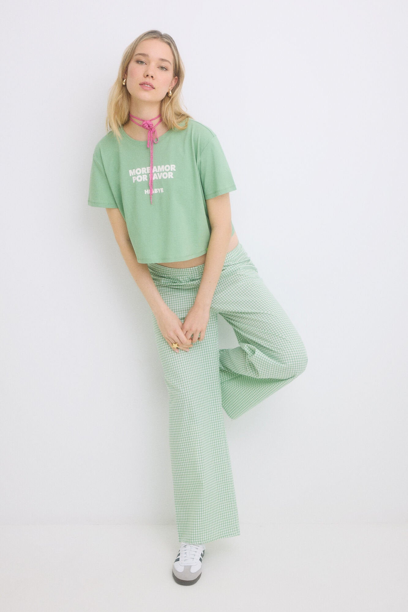 Women Secret_100% Cotton Green Striped Pajamas_9529542_21_08