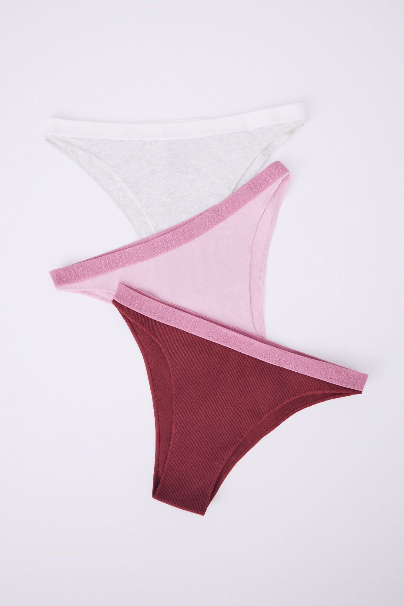 Pack Of 3 Brazilian Cotton Panties In Grey, Pink & Wine_05